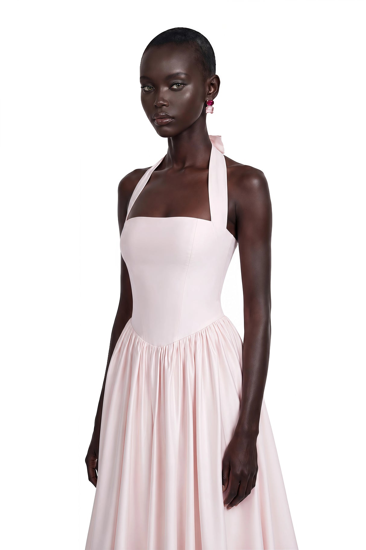 Eponine Pink Layered Flared Hem Midi Dress