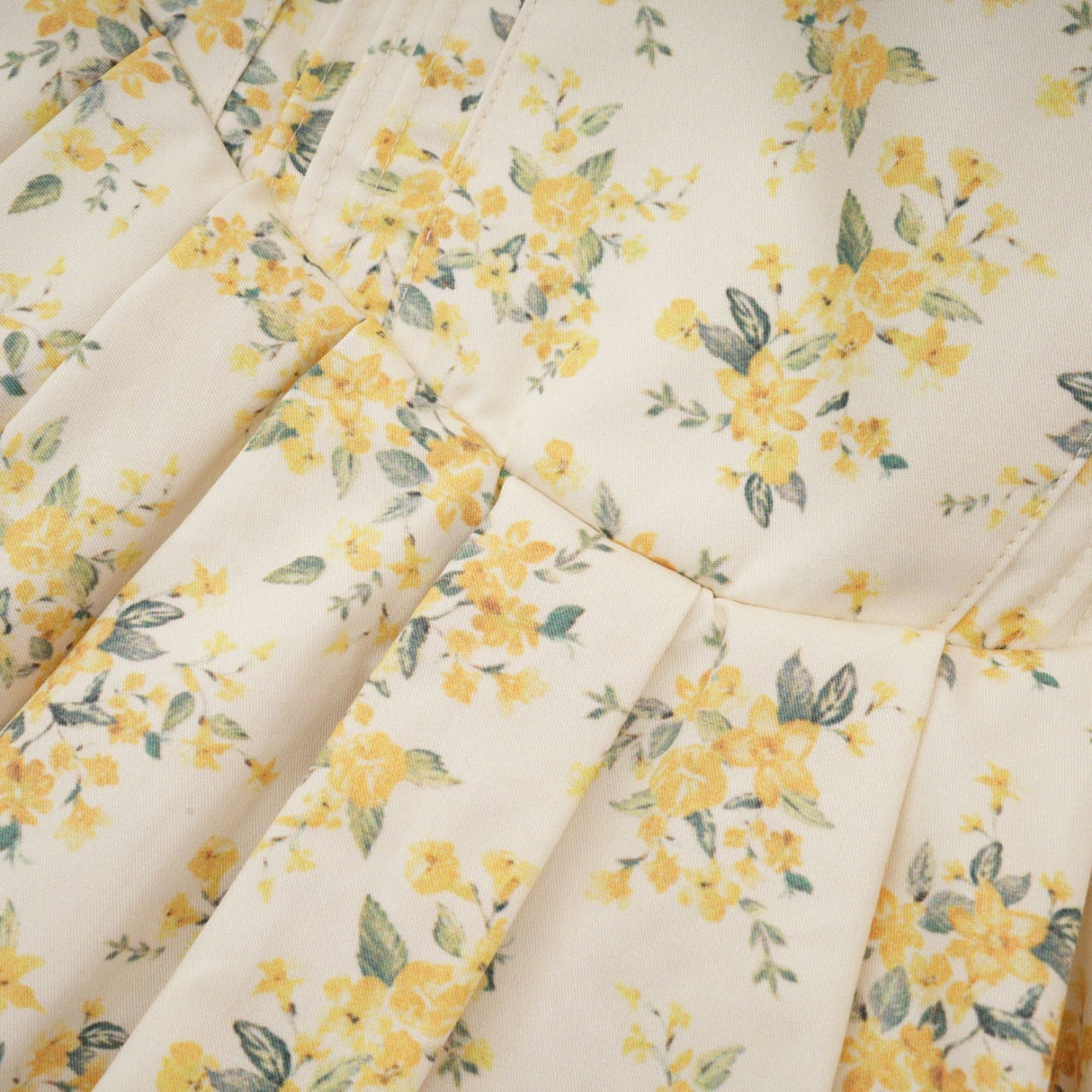 Ermione Mini Dress - V - neck Floral Cinched Waist Pleated Layers Zip Closure Chic Mini Length