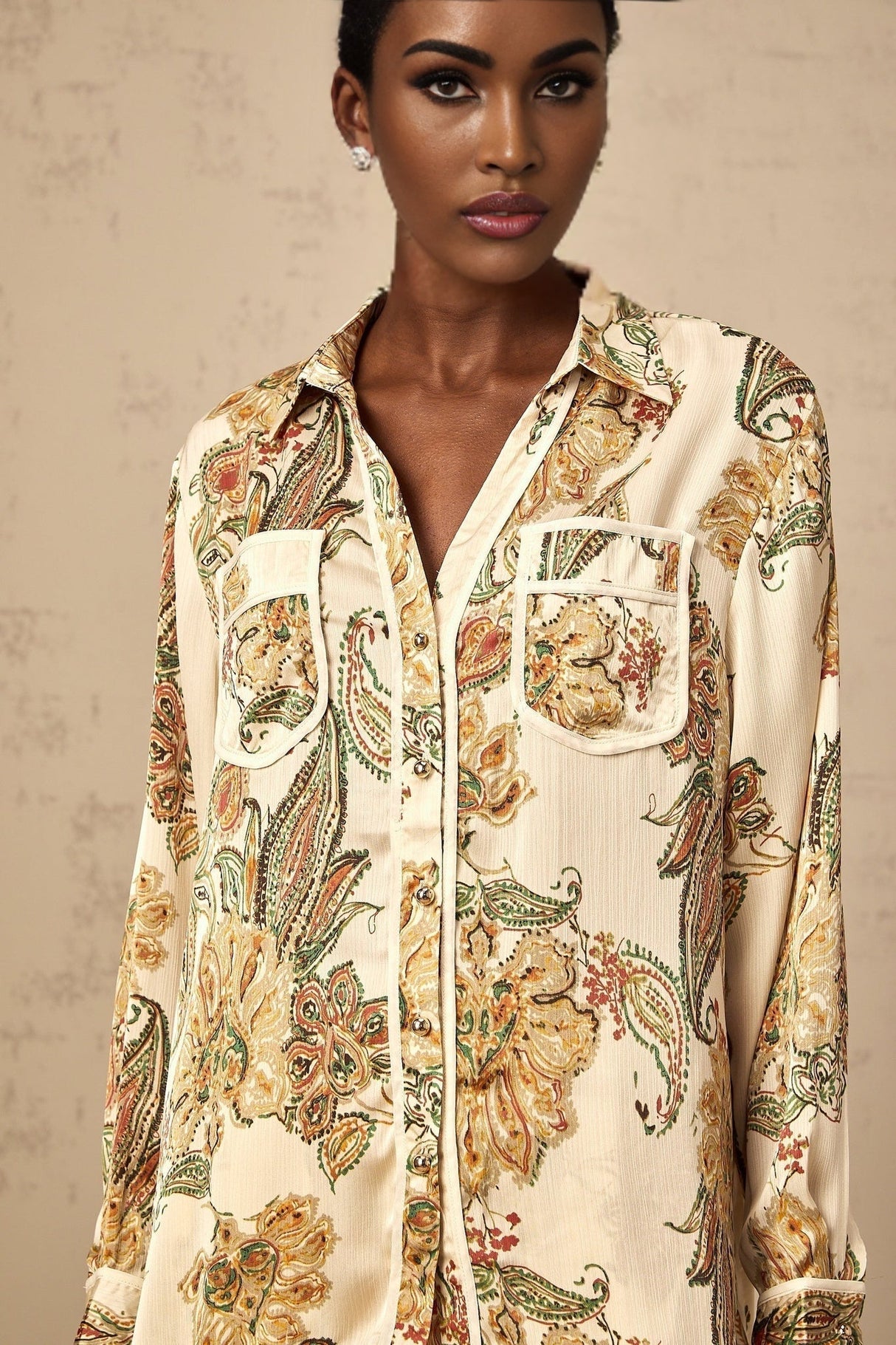 Esme Shirt & Trousers – Floral Print – Semi - Sheer – Wide Legs