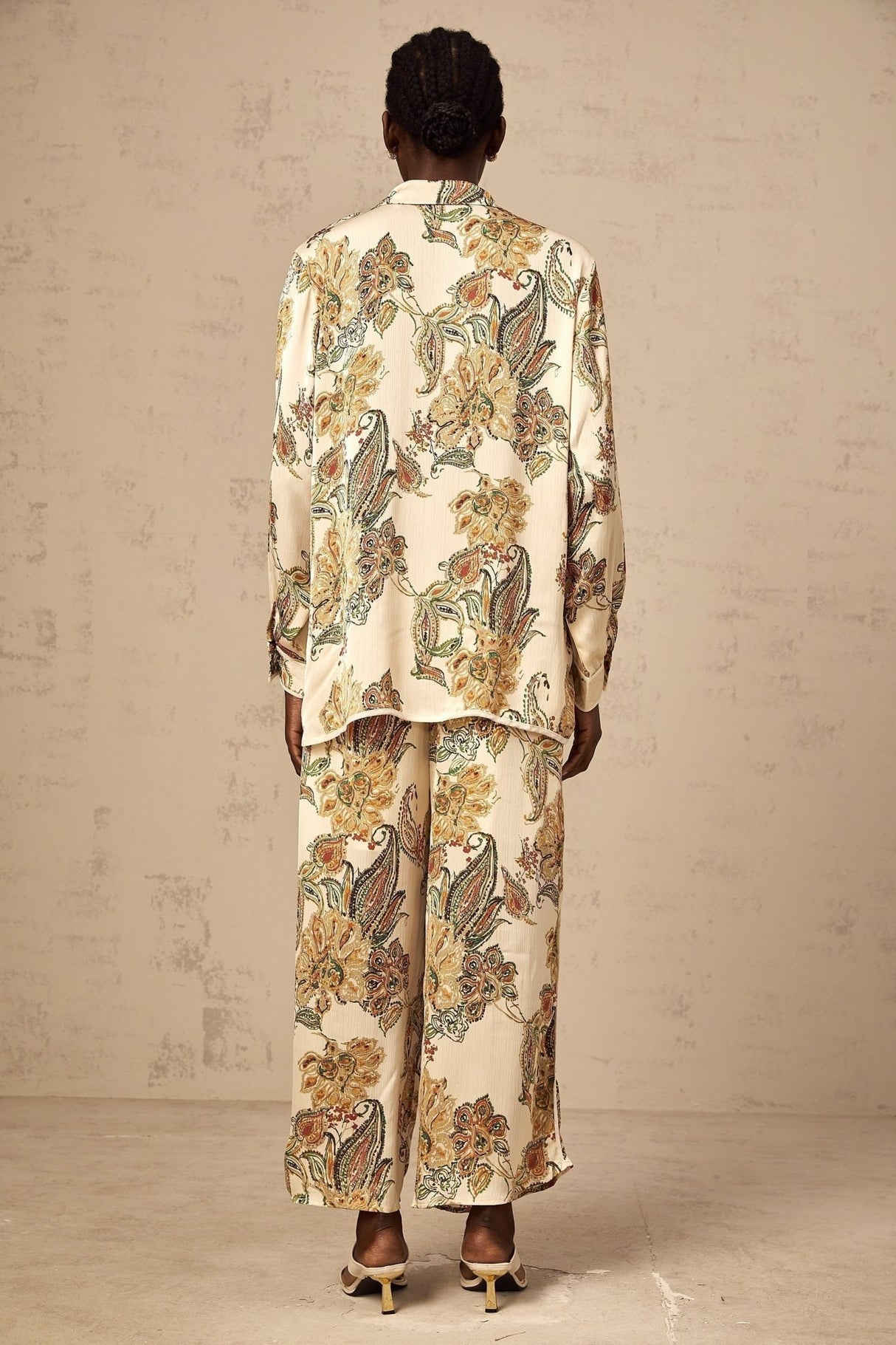 Esme Shirt & Trousers – Floral Print – Semi - Sheer – Wide Legs