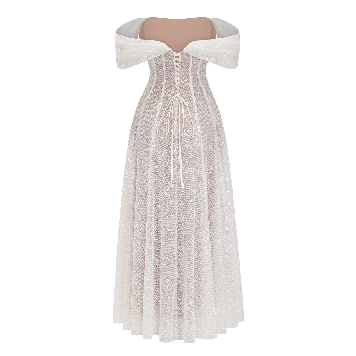 Esme White Off Shoulder Embellished Maxi Dress