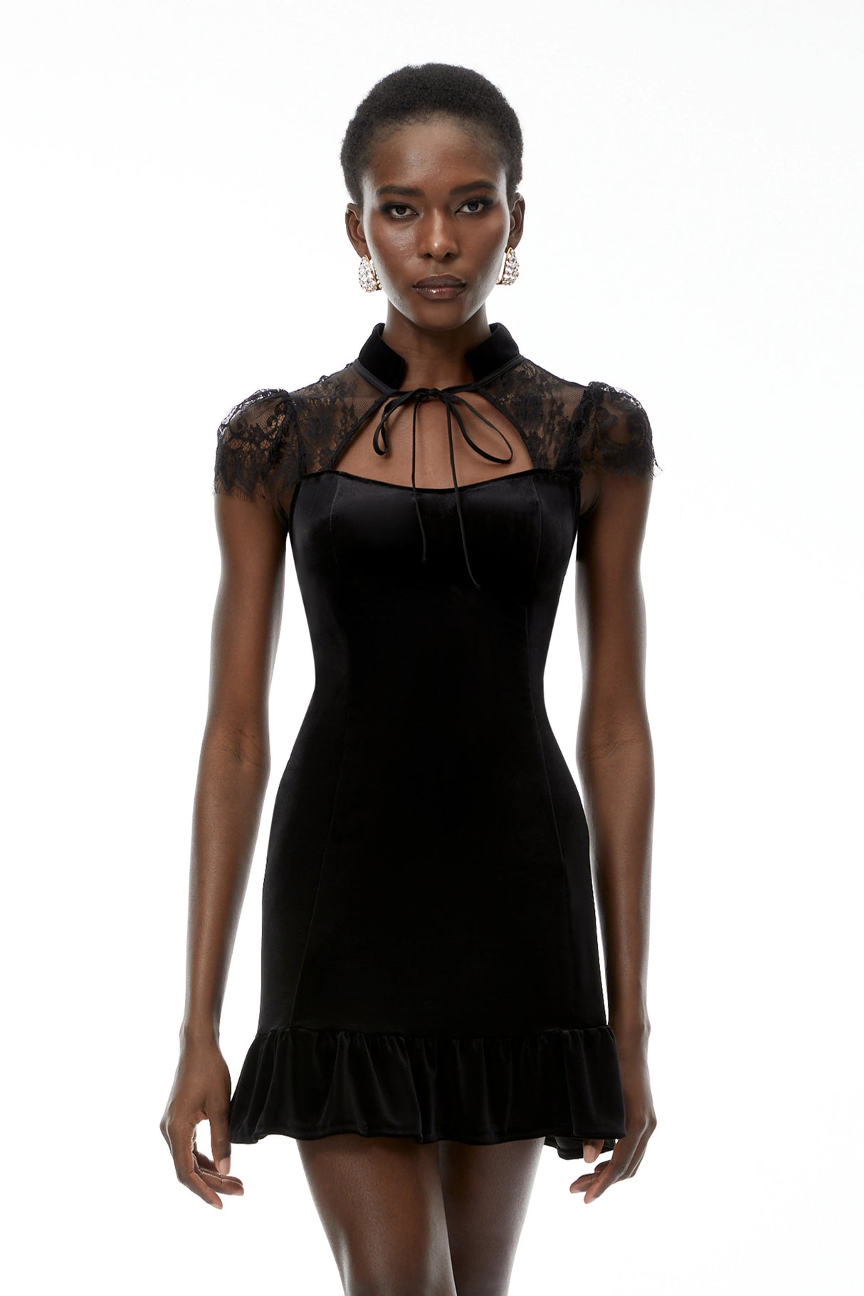 Eulalia Black CutOut Floral Lace Mini Dress