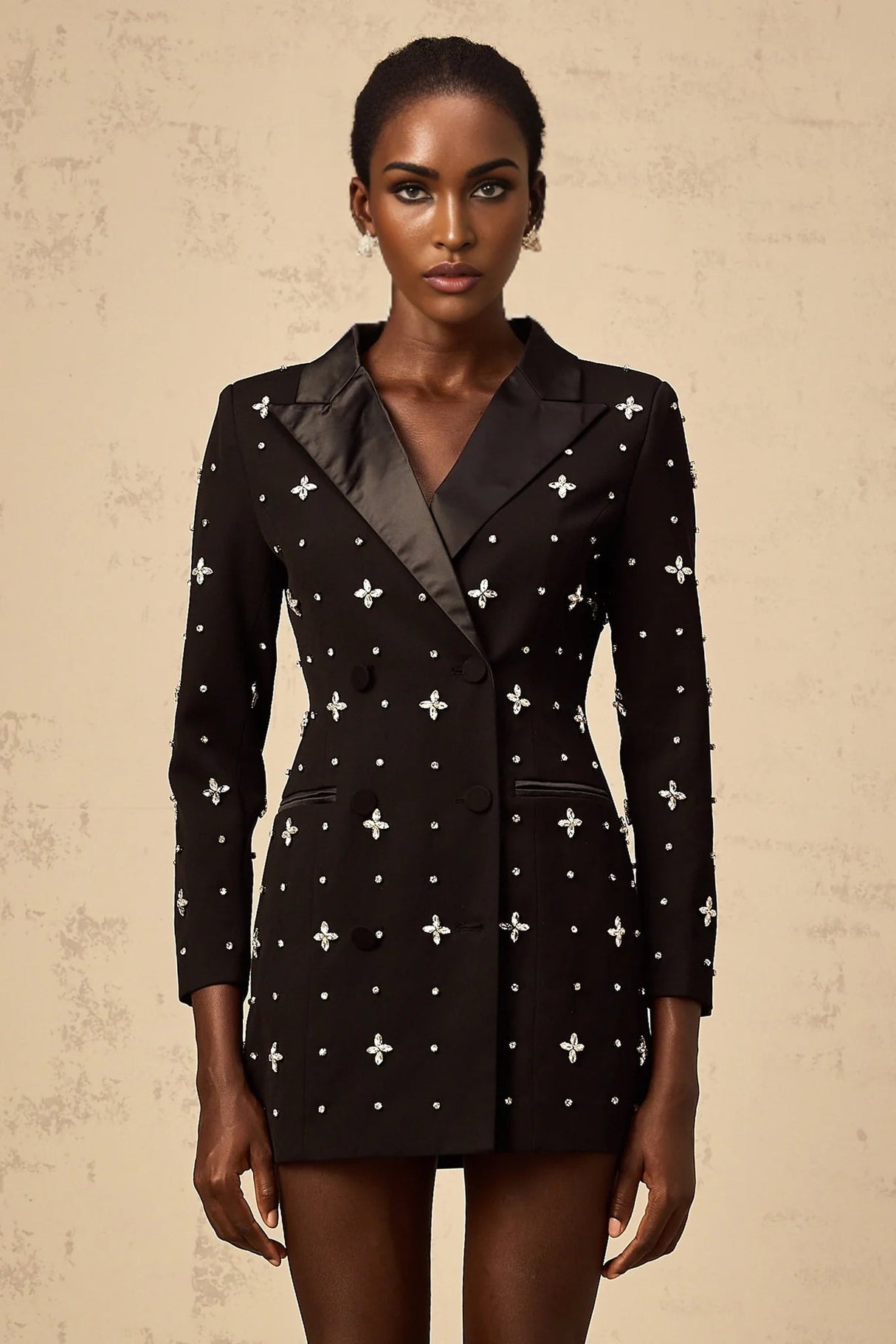 Eulalia Mini Dress Black Crystal Panelled Blazer