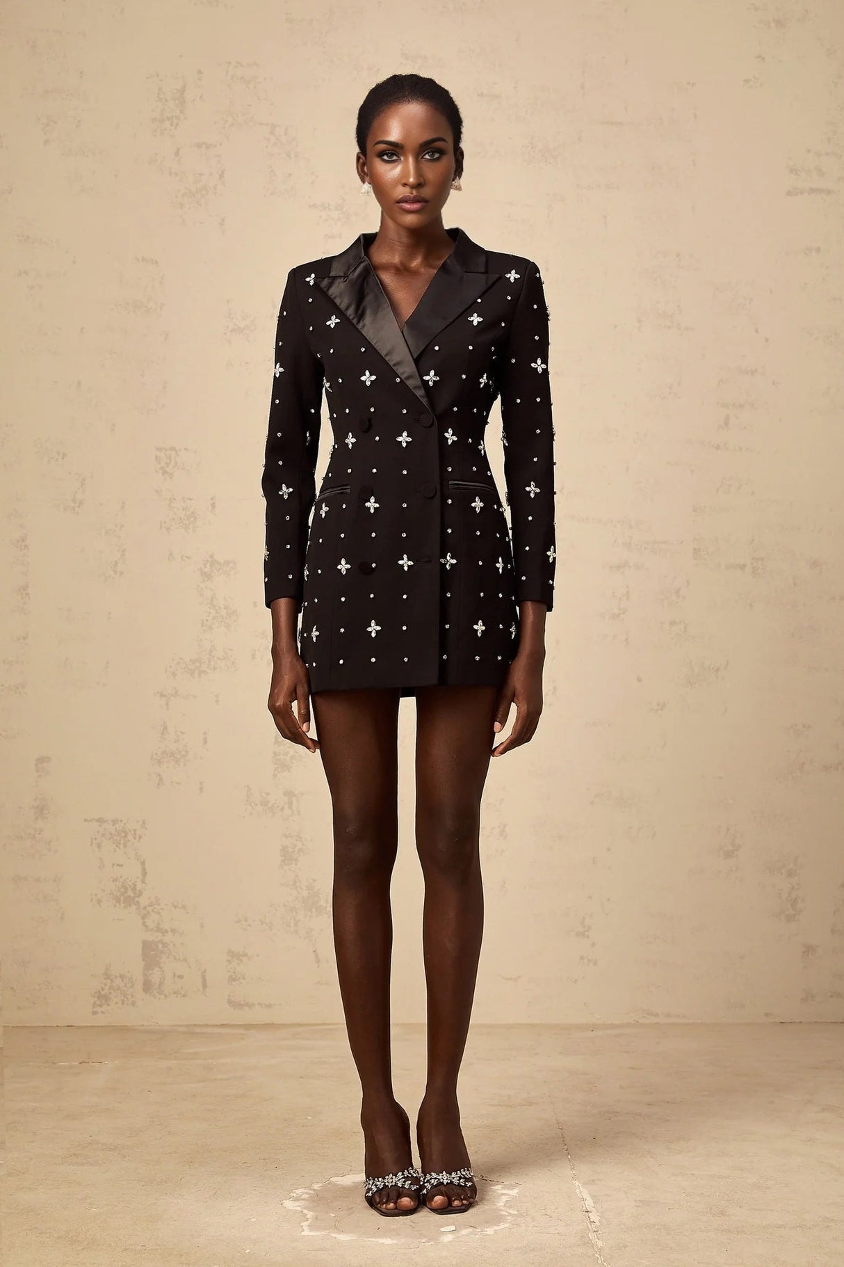 Eulalia Mini Dress Black Crystal Panelled Blazer