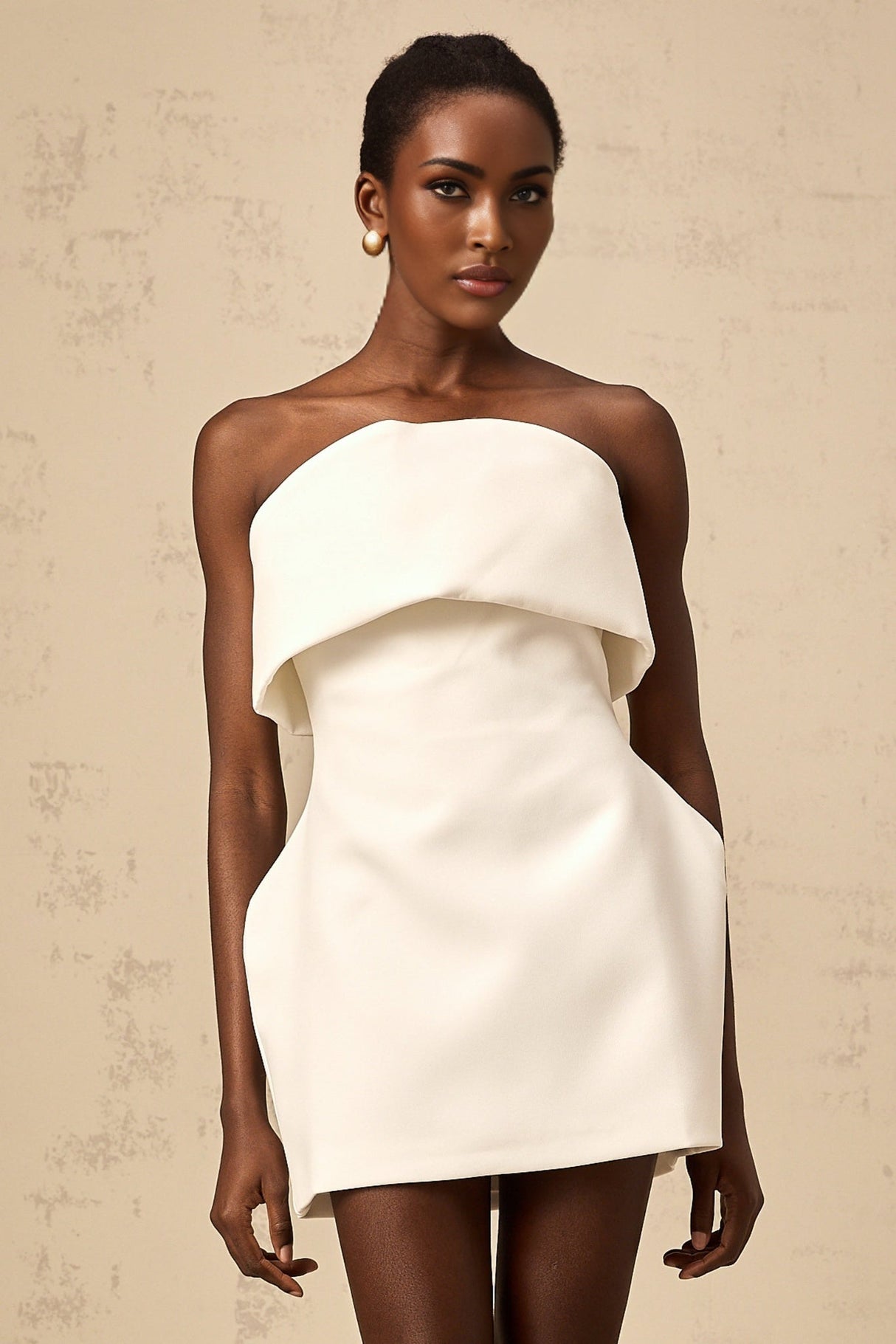 Eulalia Mini Dress - Off the Shoulder Style - Sleeveless Design - Cinched Waist - Puff Skirt