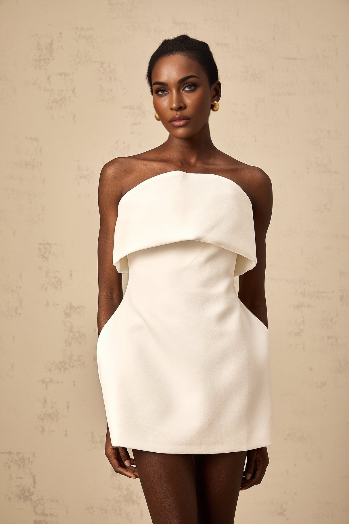 Eulalia Mini Dress - Off the Shoulder Style - Sleeveless Design - Cinched Waist - Puff Skirt