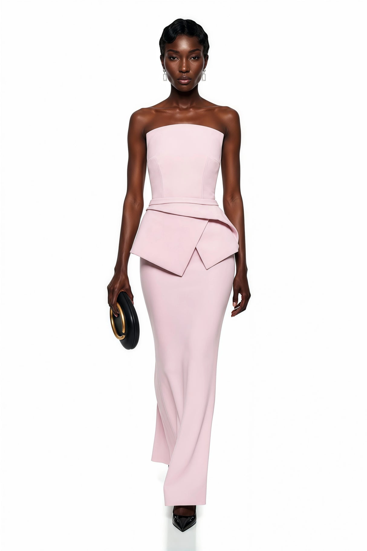 Eunice Pink Asymmetrical Mermaid Maxi Dress