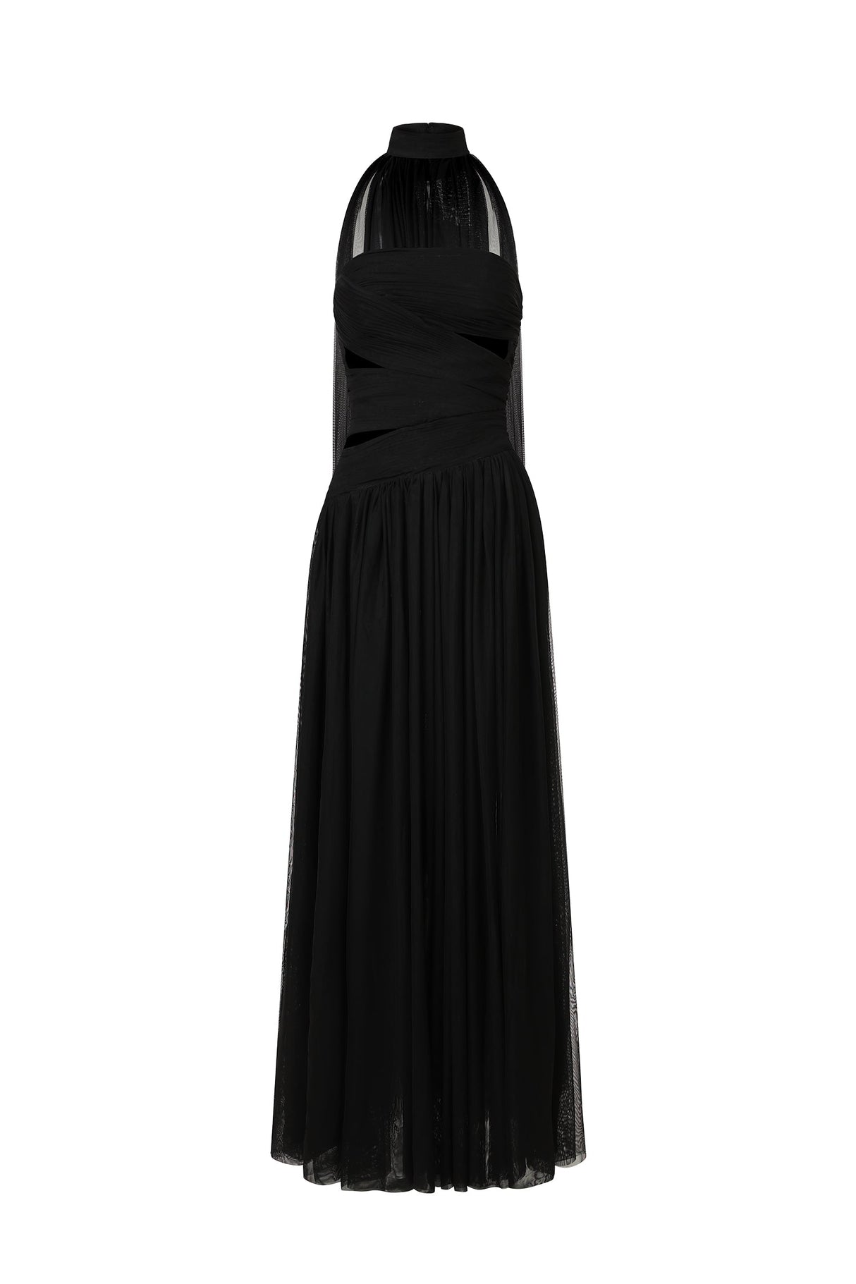 Everleigh Black Strapless Maxi Dress with Hollow-out Detail and Side Slit for Evening Events or Special Occasions