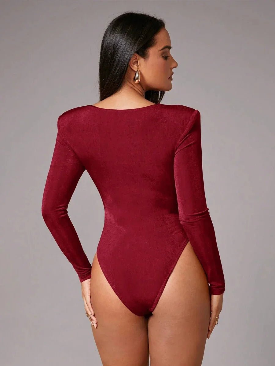 Fabiana Bodysuit - Slim Fit - Casual Style - High Stretch Fabric Elasticity - Long Sleeve Length - Square Neckline - Premium Quality