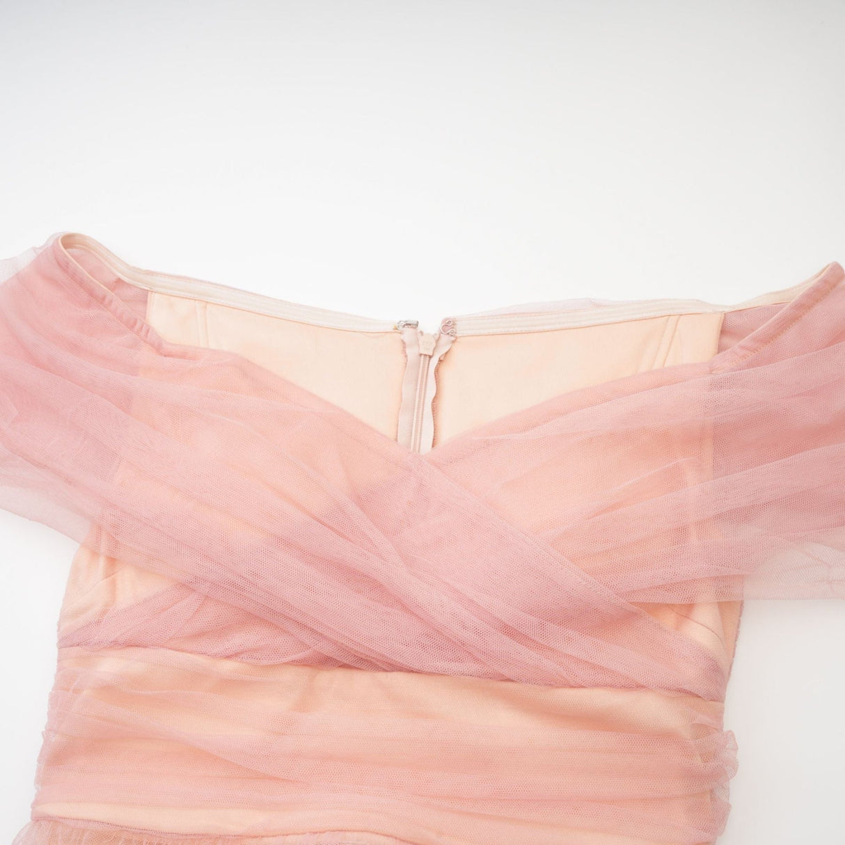 Fabiola Maxi Dress - Off the Shoulder - Tiered Design - Tulle Panels - Rear Zip - Floor - Length