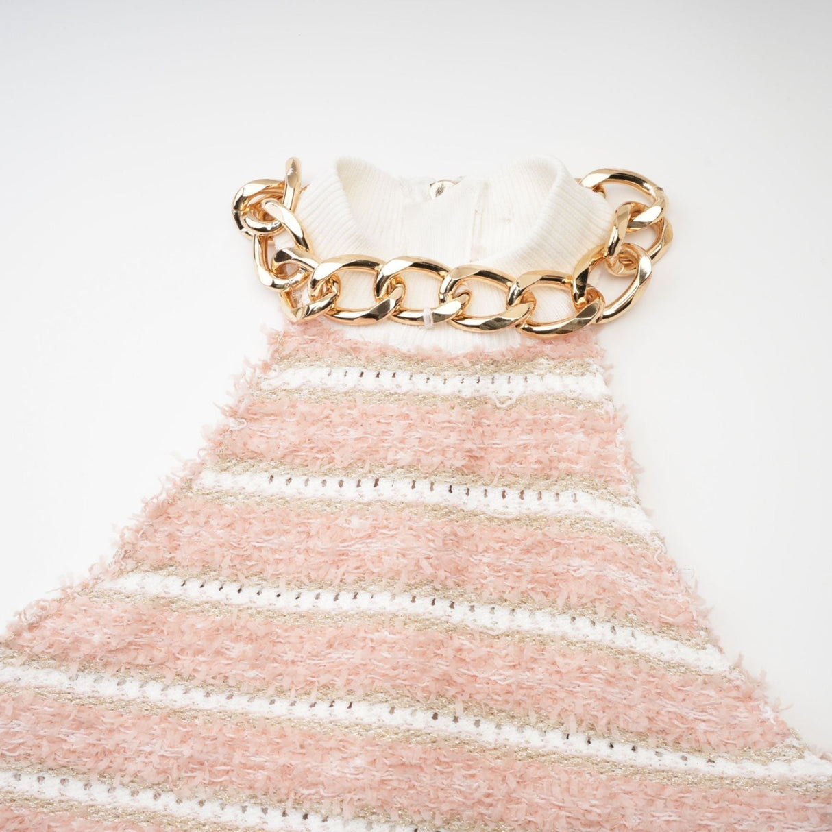 Fabiola Mini Dress - Halterneck - Sleeveless - Chain - link embellishment - Knitted construction