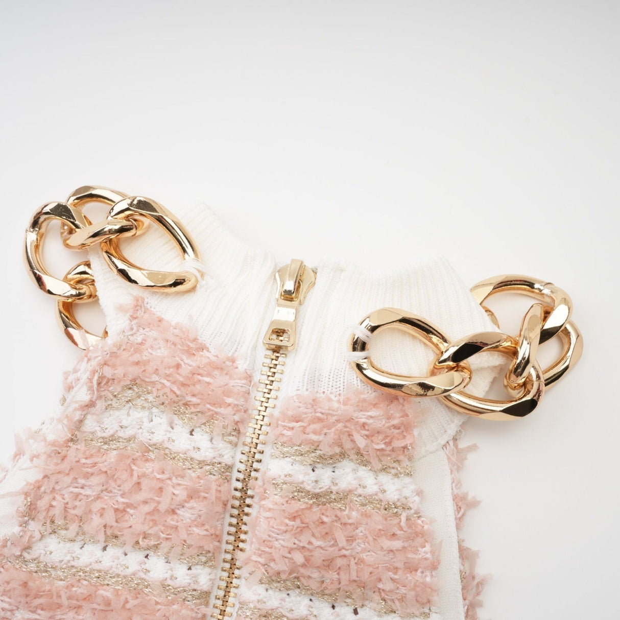 Fabiola Mini Dress - Halterneck - Sleeveless - Chain - link embellishment - Knitted construction