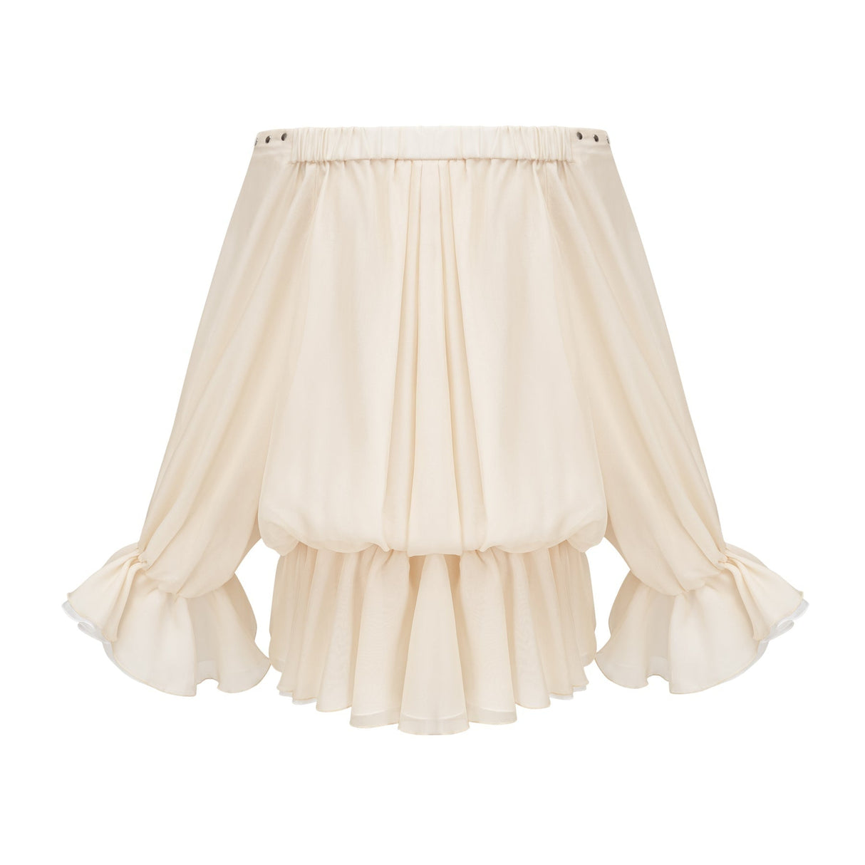 Fabiola Mini Dress - Off the Shoulder - Double Layered - Front Tie Fastening - Lace - Up Detail - Flared Hem