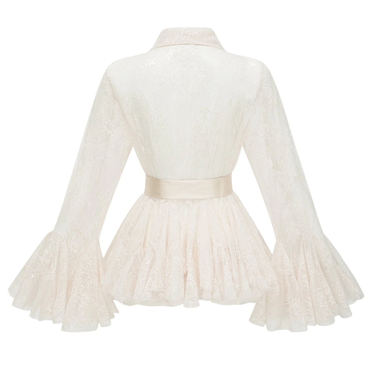 Fadila Neutral SemiSheer Blouse Dress Set