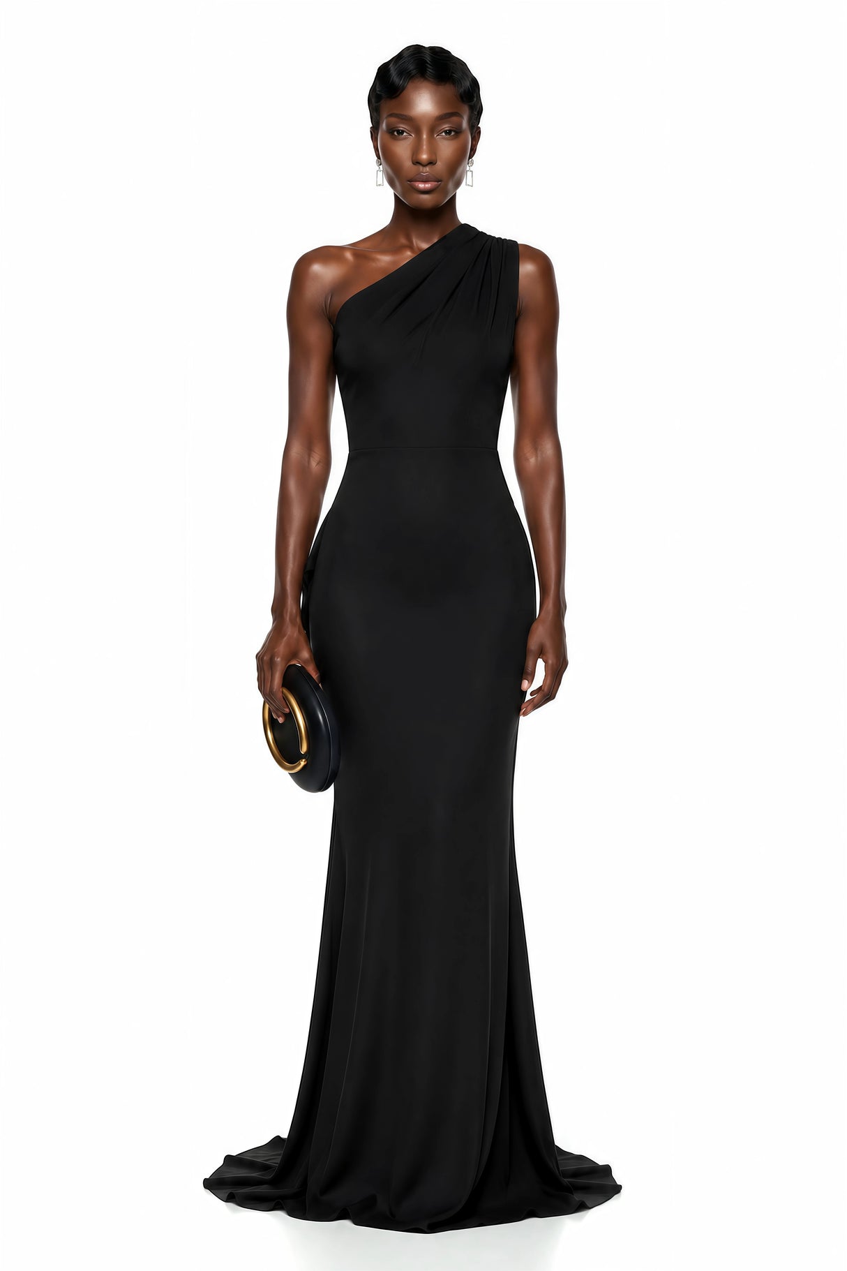 Fadime Black One Shoulder Bodycon Maxi Dress