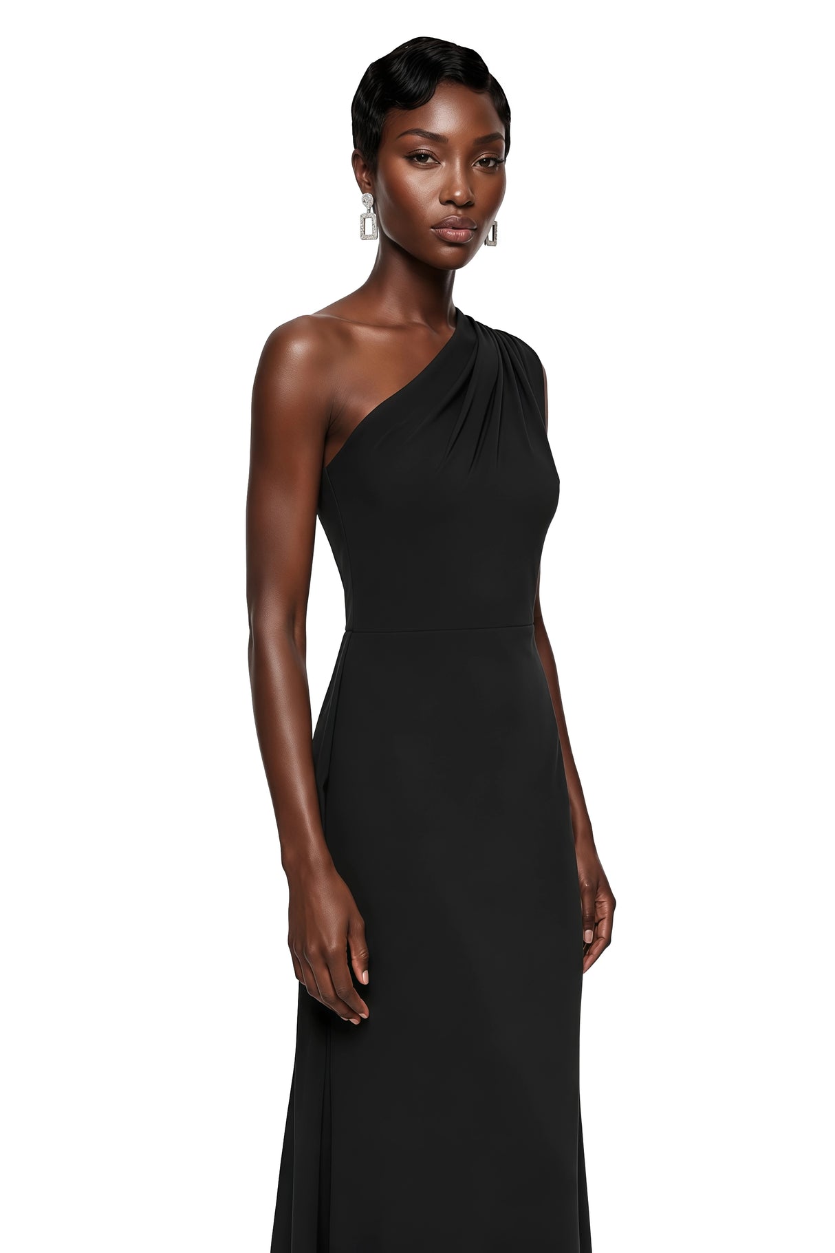 Fadime Black One Shoulder Bodycon Maxi Dress