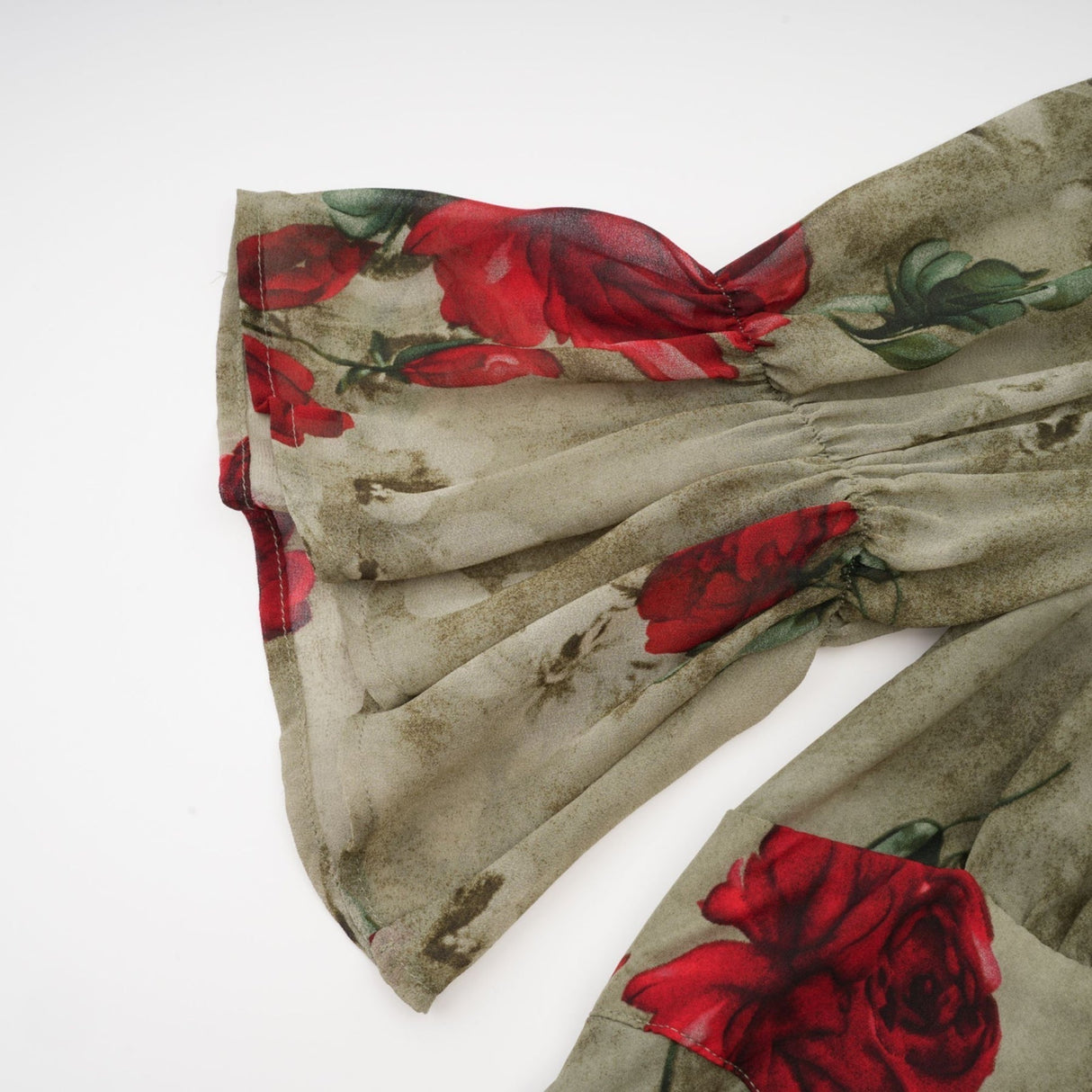 Faith Floral Midi Dress - V - Neck Design - Short Sleeve - Pleated Detailing - Front Button Closure