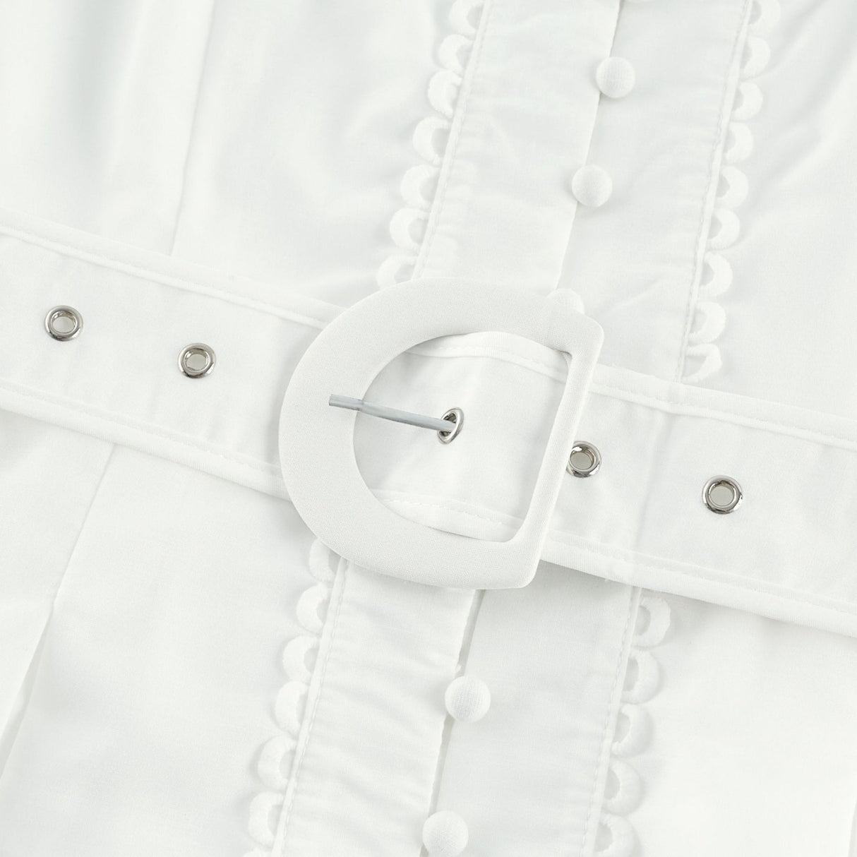 Faith Mini Dress - V - neck - Short sleeves - Cut - out detailing - Belted waist