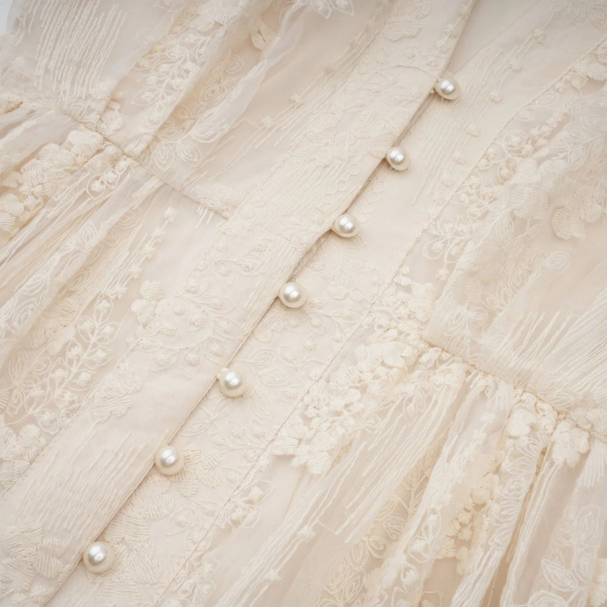 Federica Midi Dress Neutrals Lace - Embroidered & Belted