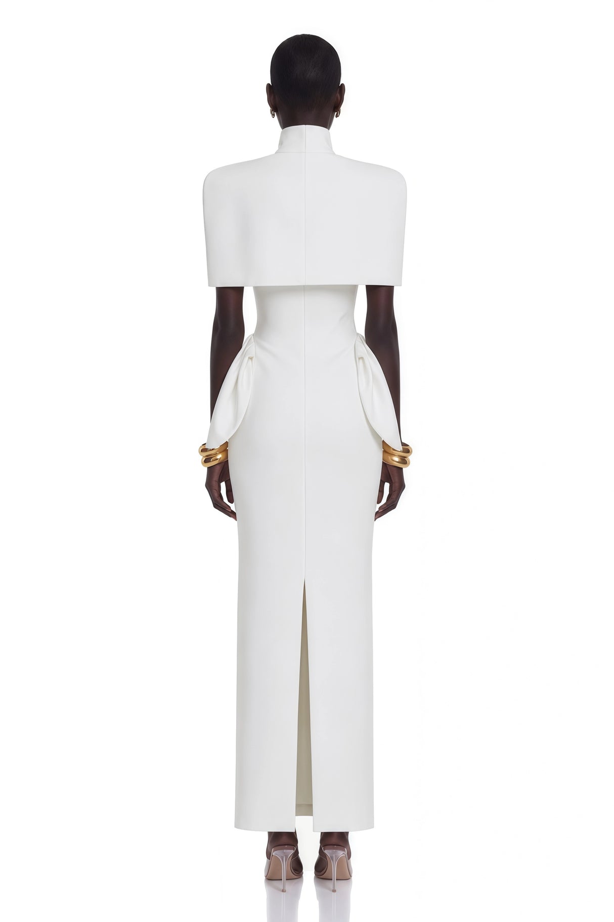 Felice White Structured Cape Corset Dress Set