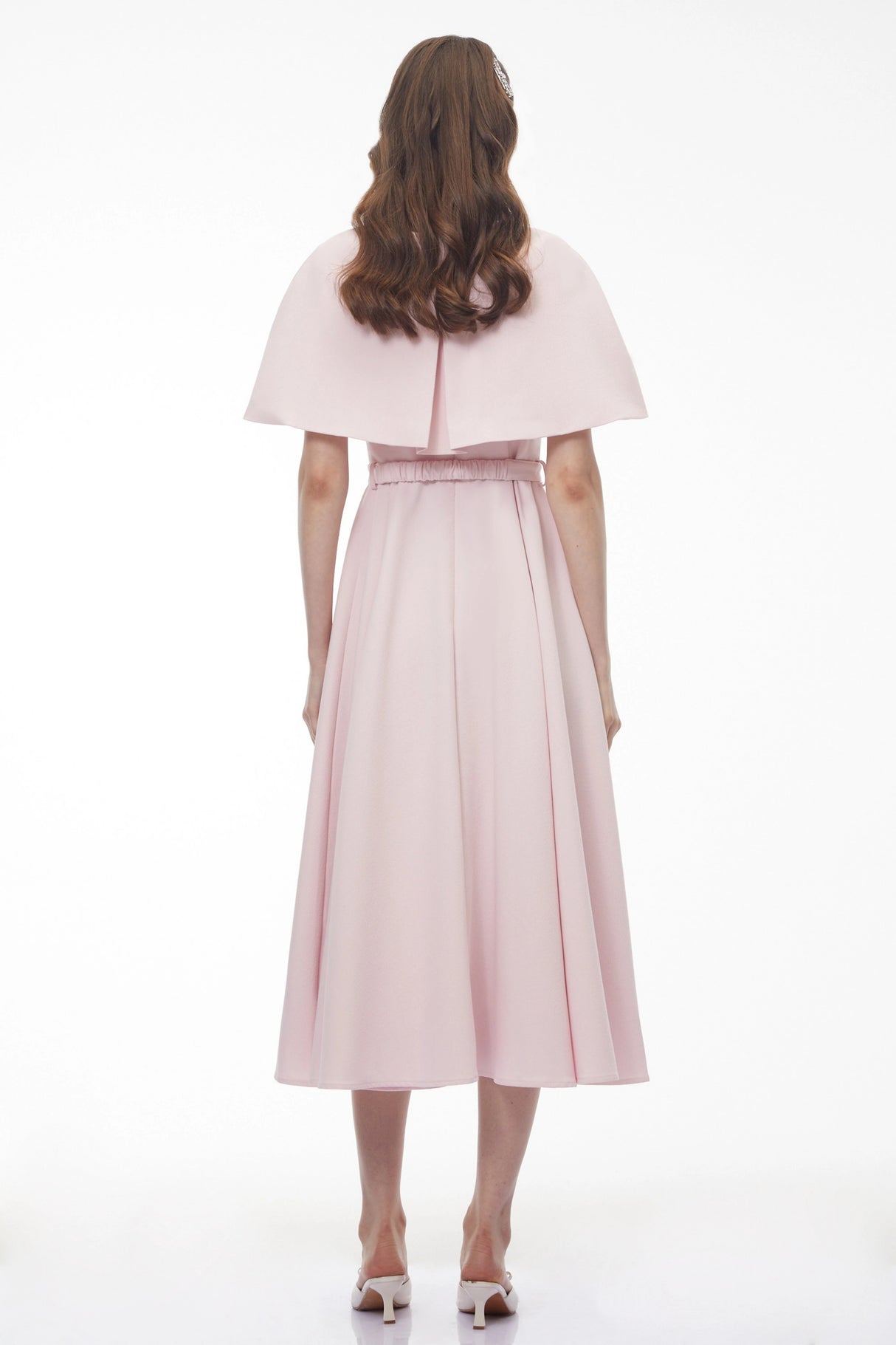 Felismina Pink Cape Midi Dress