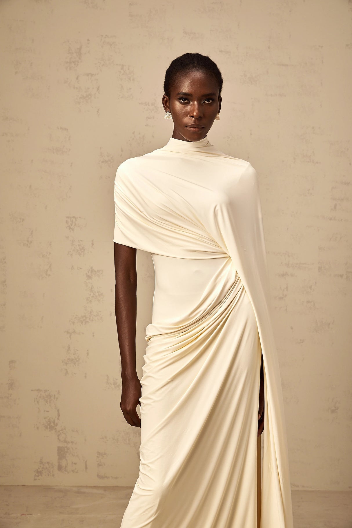 Fenella Asymmetrical Draped Cape Dress Matching Set