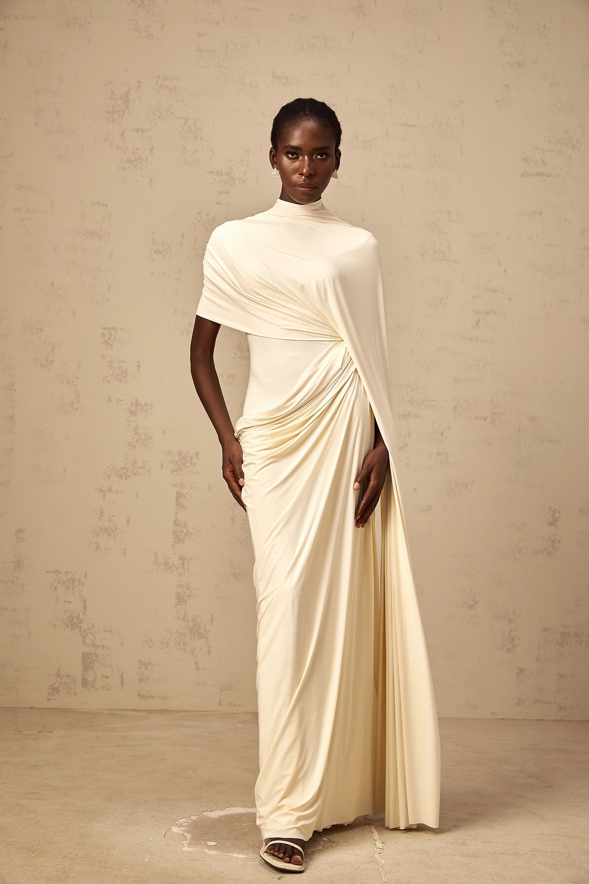 Fenella Asymmetrical Draped Cape Dress Matching Set