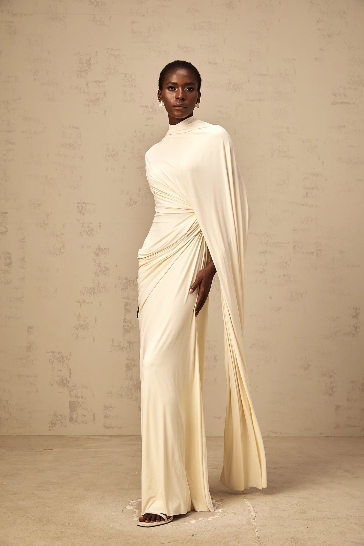 Fenella Asymmetrical Draped Cape Dress Matching Set