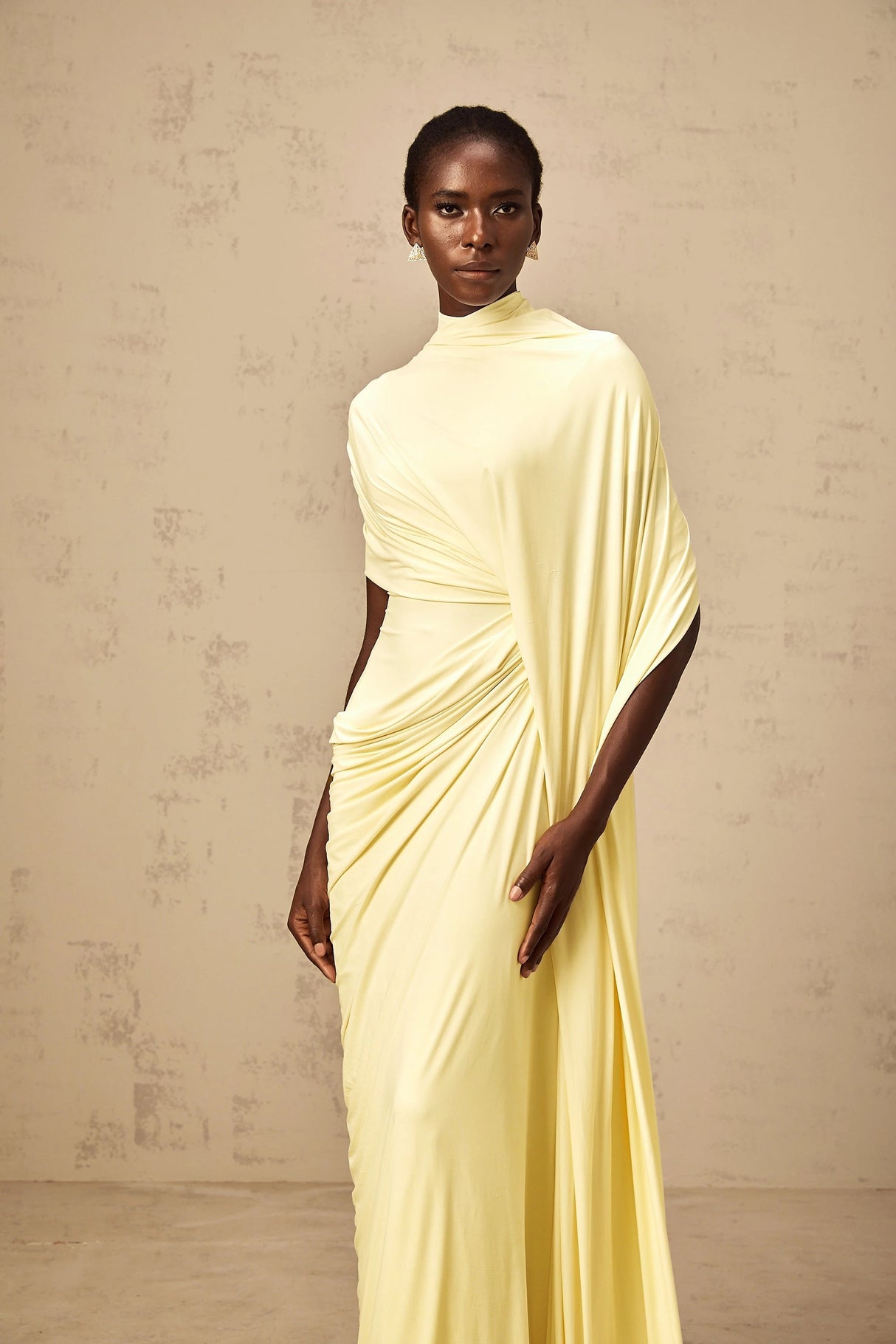 Fenella Asymmetrical Draped Cape Dress Matching Set