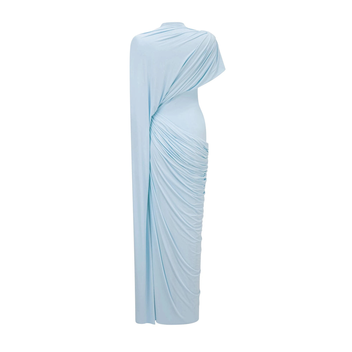 Fenella Blue Asymmetrical Draped Cape Dress Matching Set
