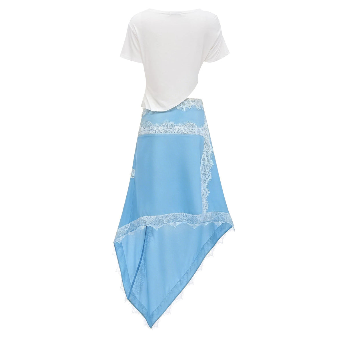 Fiamma Blue Gathered Lace Panel Maxi Dress