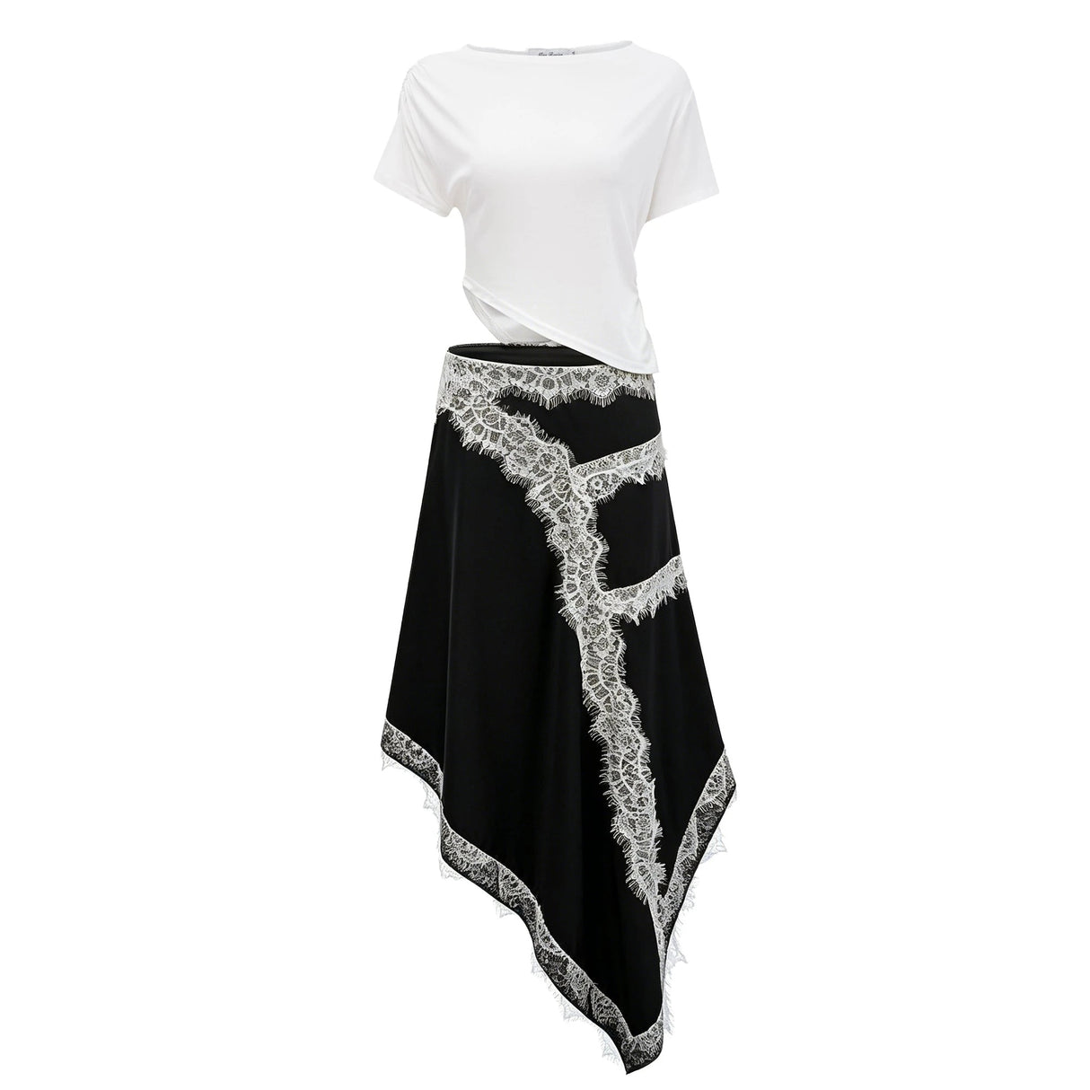 Fiamma Color Block Gathered Lace Panel Maxi Dress