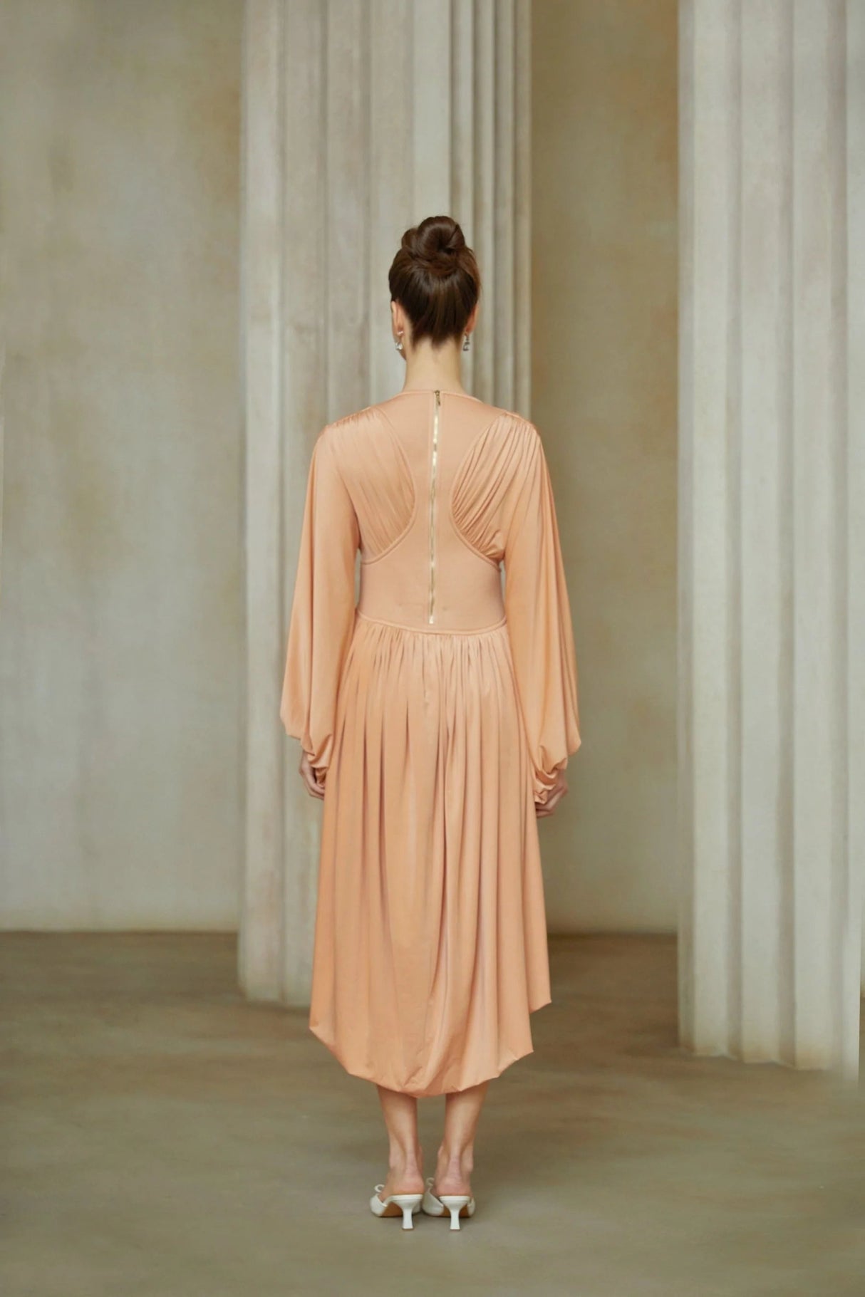 Filippa Midi Dress Pink Pleated Asymmetrical Calf - Length