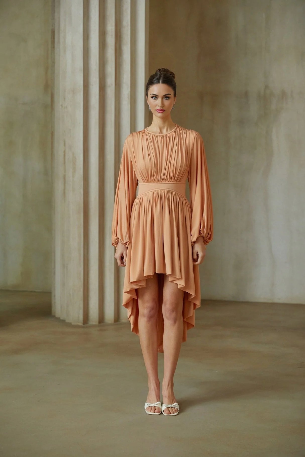 Filippa Midi Dress Pink Pleated Asymmetrical Calf - Length