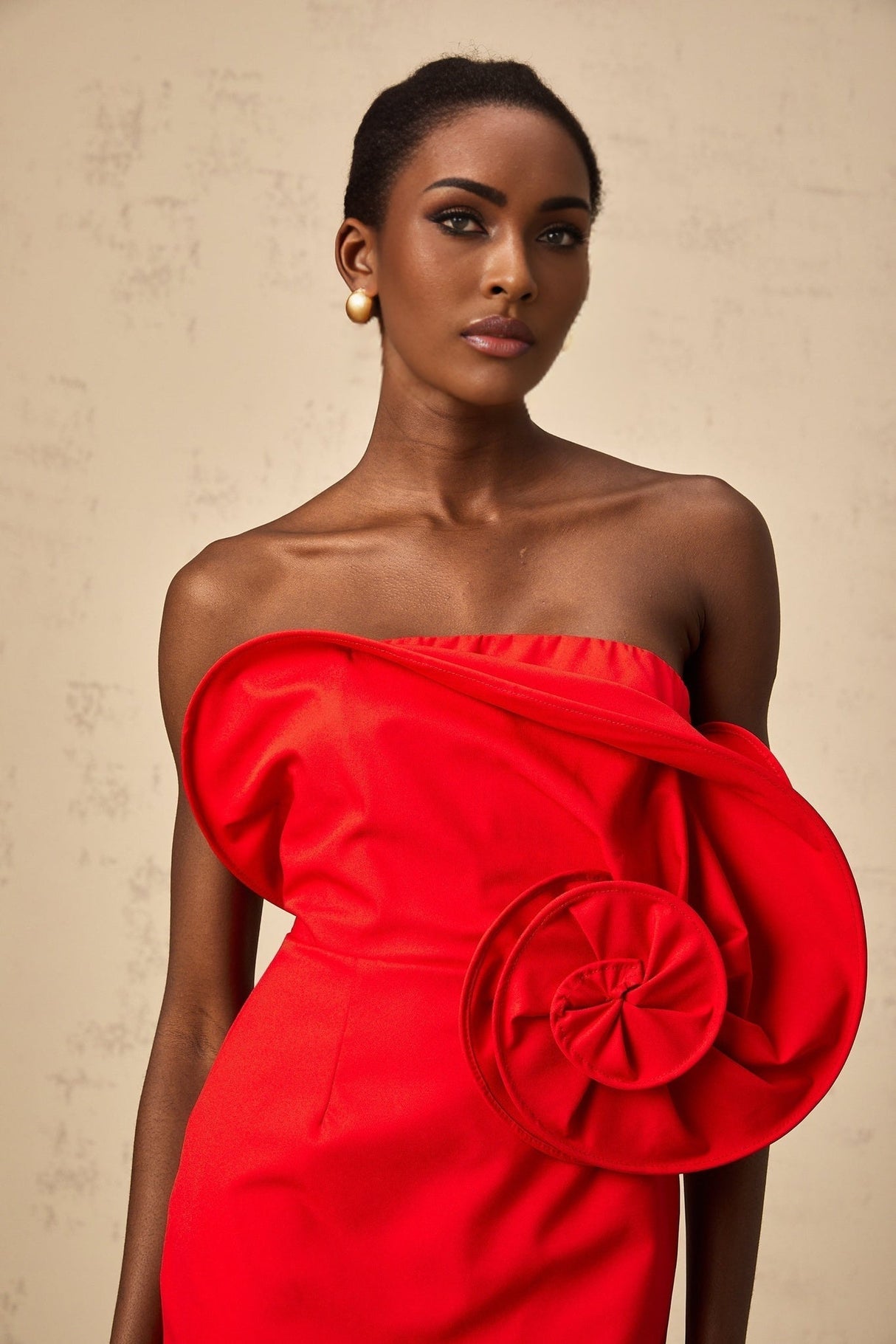 Filippa Strapless Mini Dress - Floral Appliqué - Boned Bodice - Stretch Design - Off the Shoulder