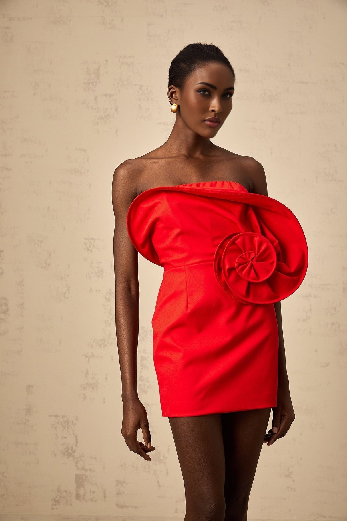 Filippa Strapless Mini Dress - Floral Appliqué - Boned Bodice - Stretch Design - Off the Shoulder