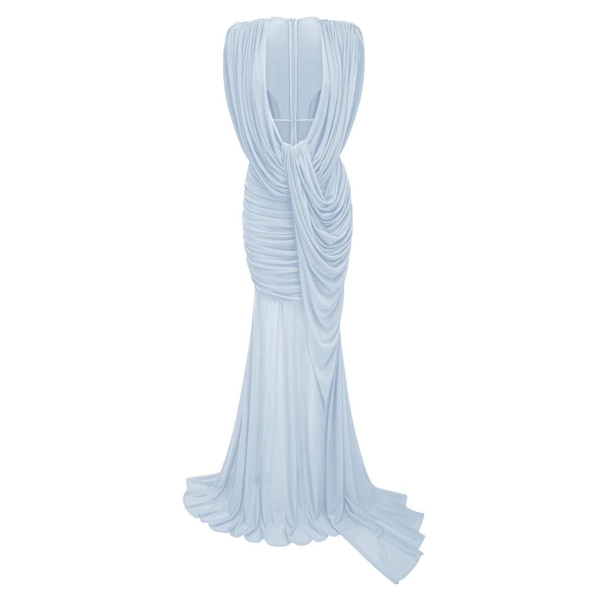Fíona Blue Asymmetrical Draped Maxi Gown