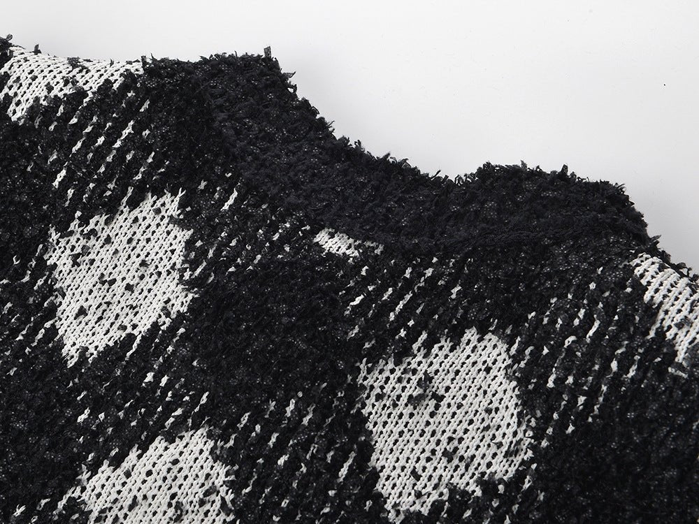 Fiona Cardigan - Classic Cropped Silhouette - Chic Argyle Pattern - Cozy Knit Fabric