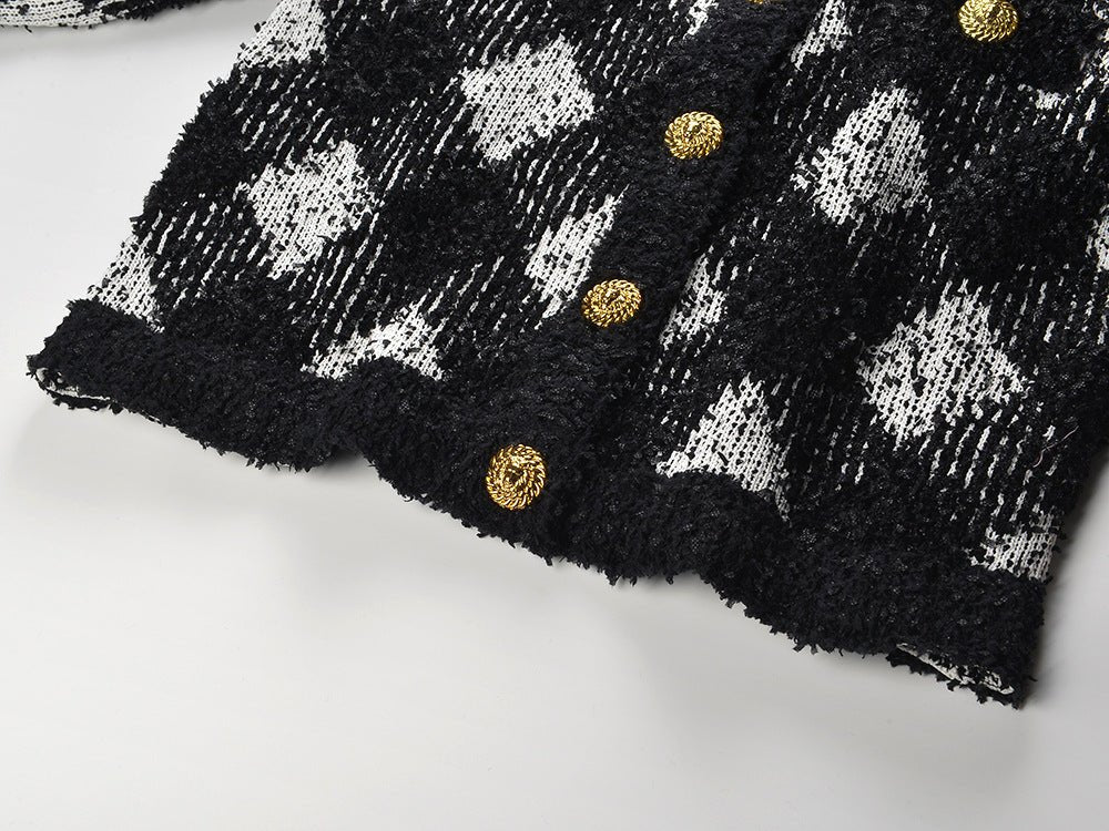 Fiona Cardigan - Classic Cropped Silhouette - Chic Argyle Pattern - Cozy Knit Fabric