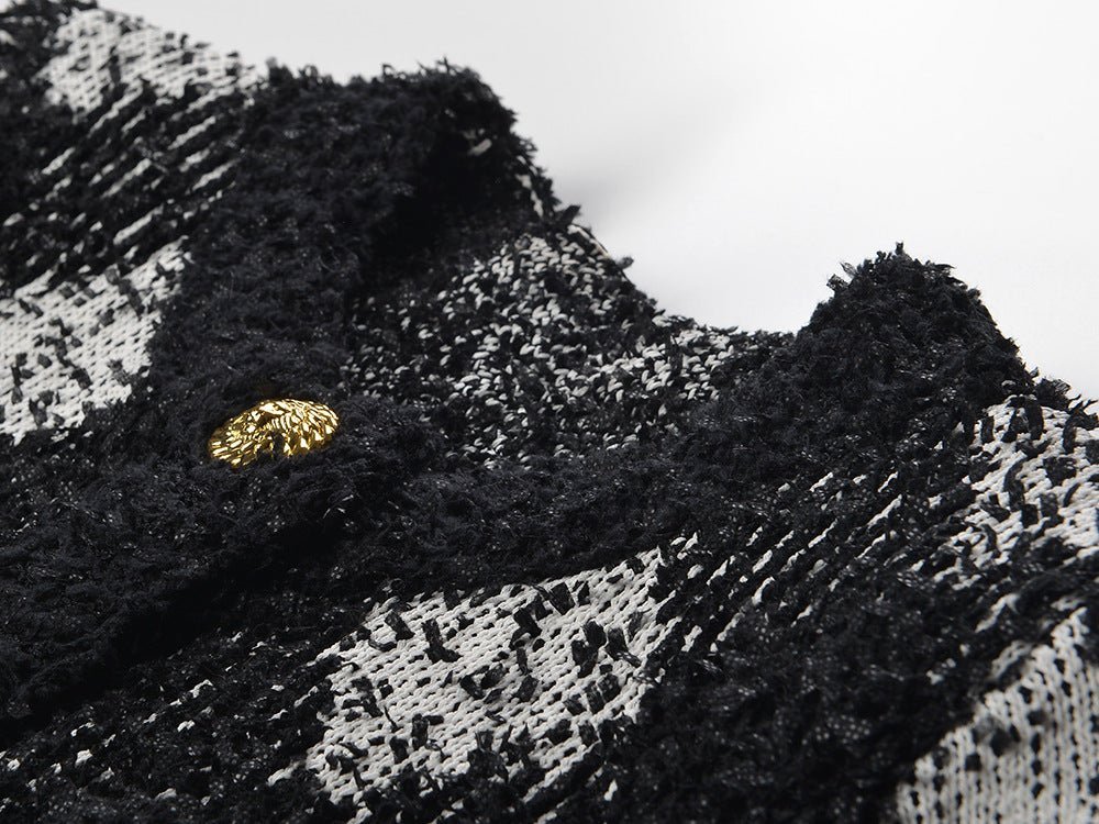 Fiona Cardigan - Classic Cropped Silhouette - Chic Argyle Pattern - Cozy Knit Fabric