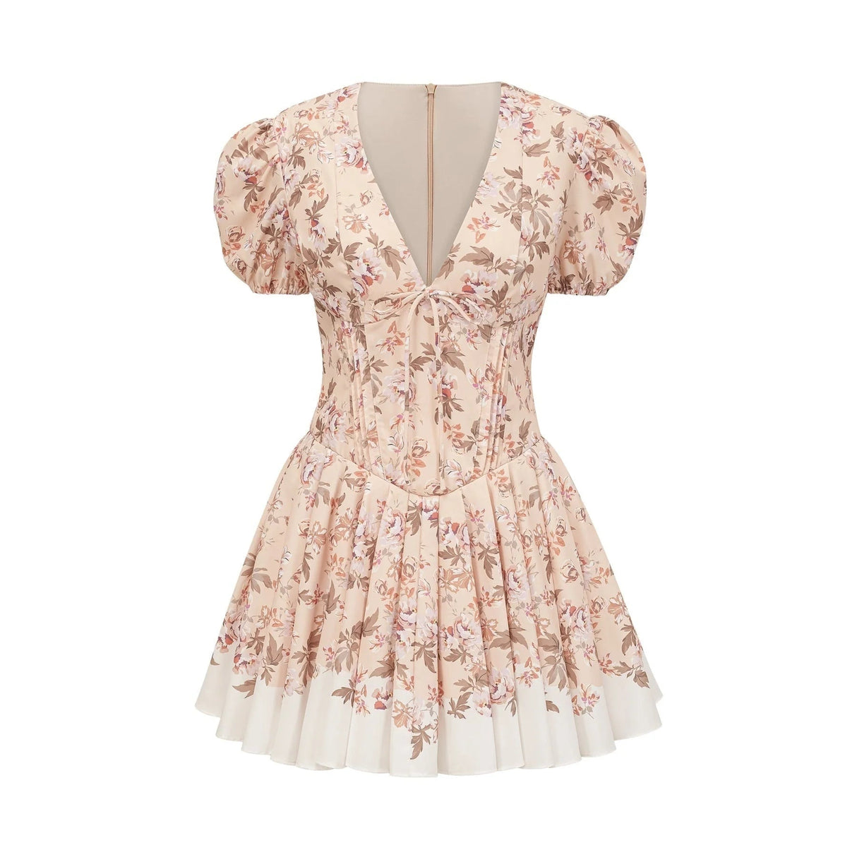 Fiona Mini Dress Yellow Floral Print Pleated