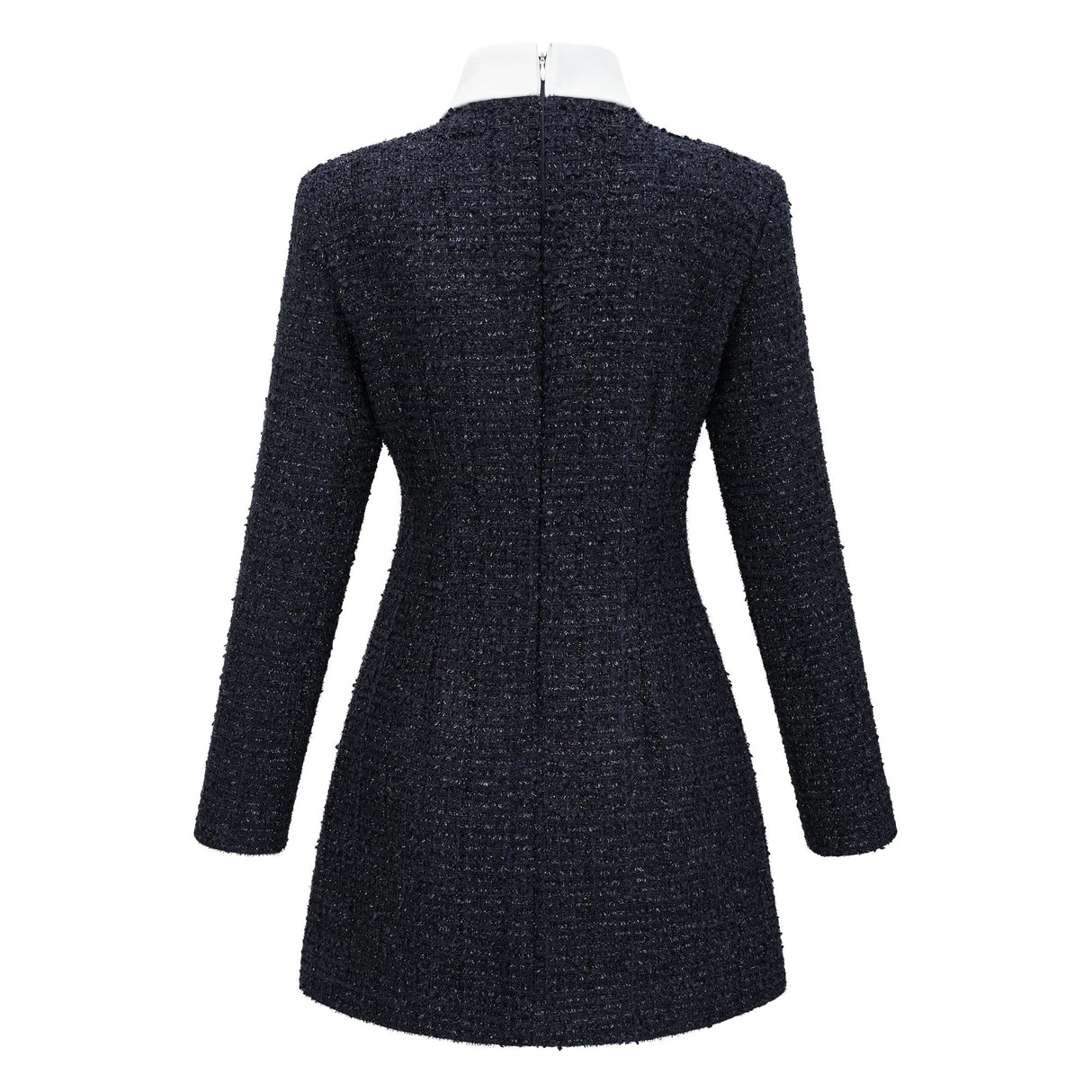Fiona Navy Blue Embellished Tweed Mini Dress