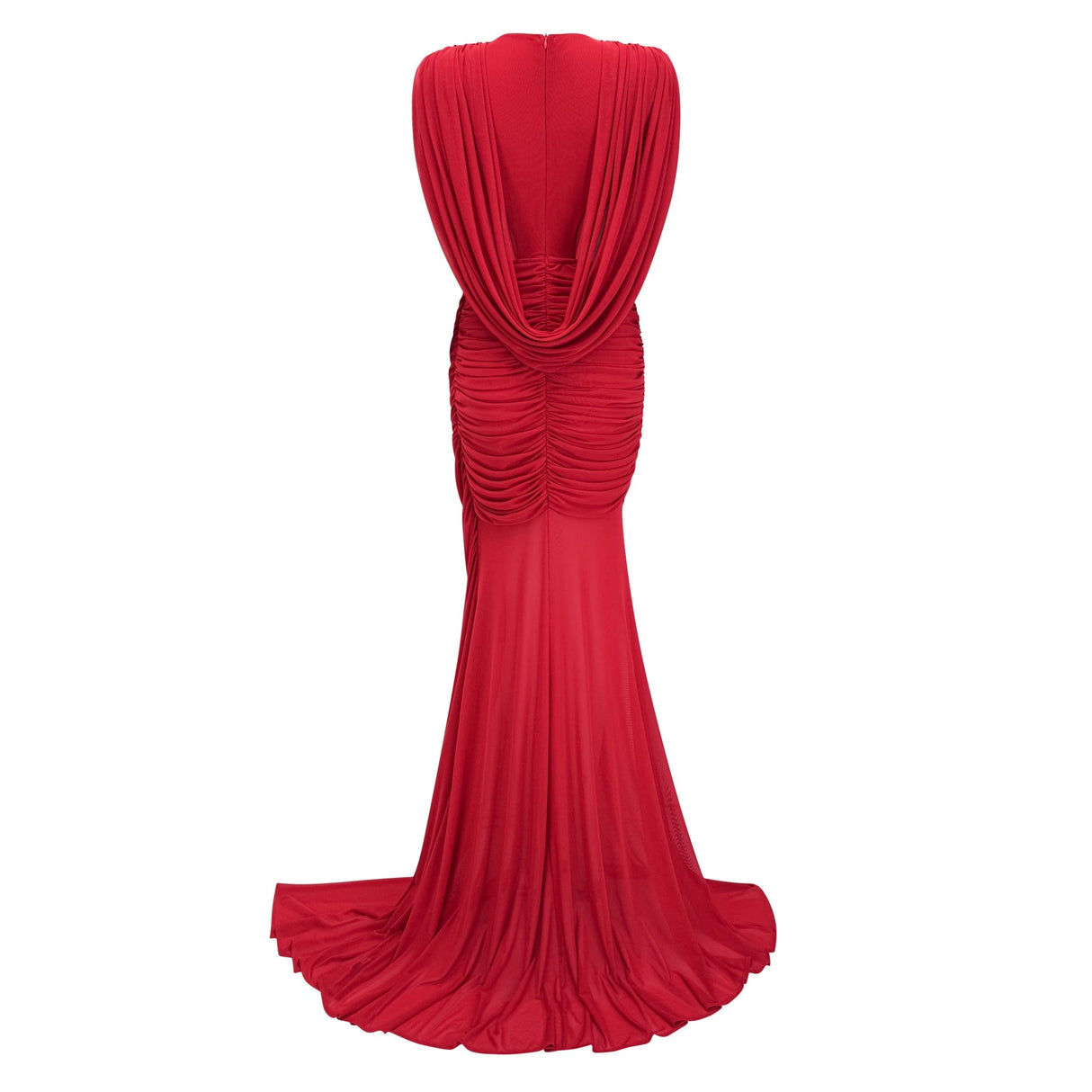 Fíona Red Asymmetrical Draped Maxi Gown