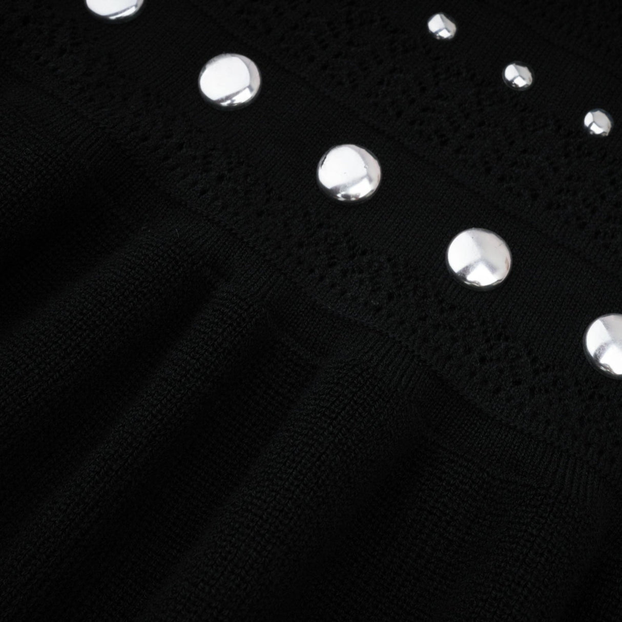 Fiorella Maxi Dress - Crochet Knit - Stud Embellishments - Ruffled Hem - Stretch Design