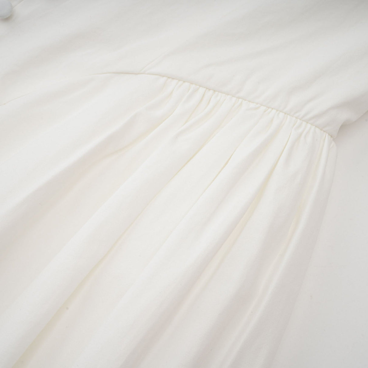 Fiorella Mini Dress - Folded Split Neck - Boned Bodice - Flared Skirt - Decorative Buttons - Rear Zip Fastening