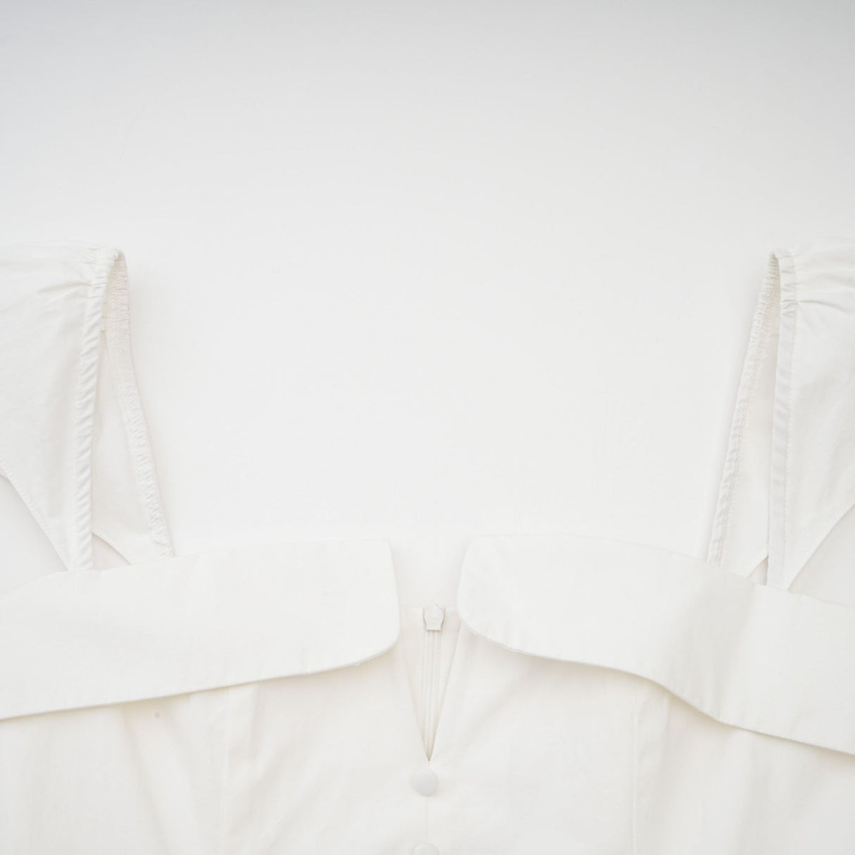 Fiorella Mini Dress - Folded Split Neck - Boned Bodice - Flared Skirt - Decorative Buttons - Rear Zip Fastening