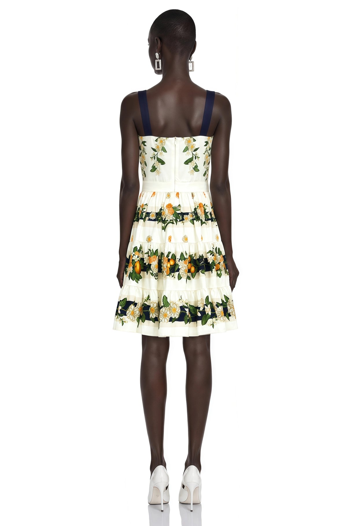Fiorenza Green Citrus Print Square Neck Mini Dress