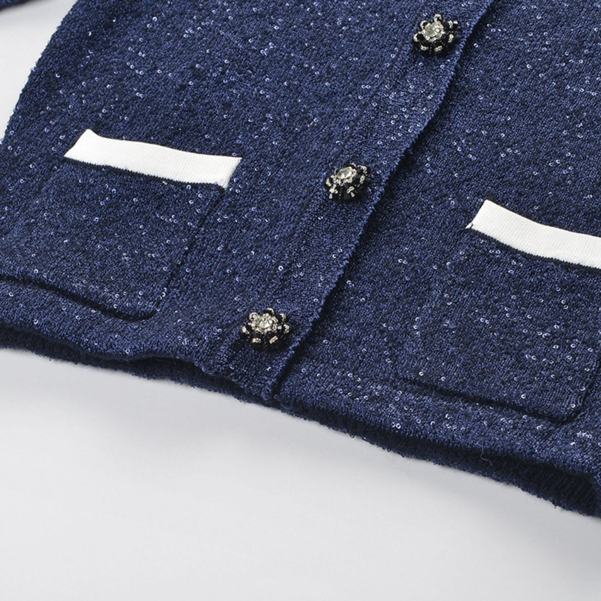 Fiorenza Jacket & Skirt - Lapels Design - Front Button Fastening - Knitted Construction - Stylish Front Button Decoration