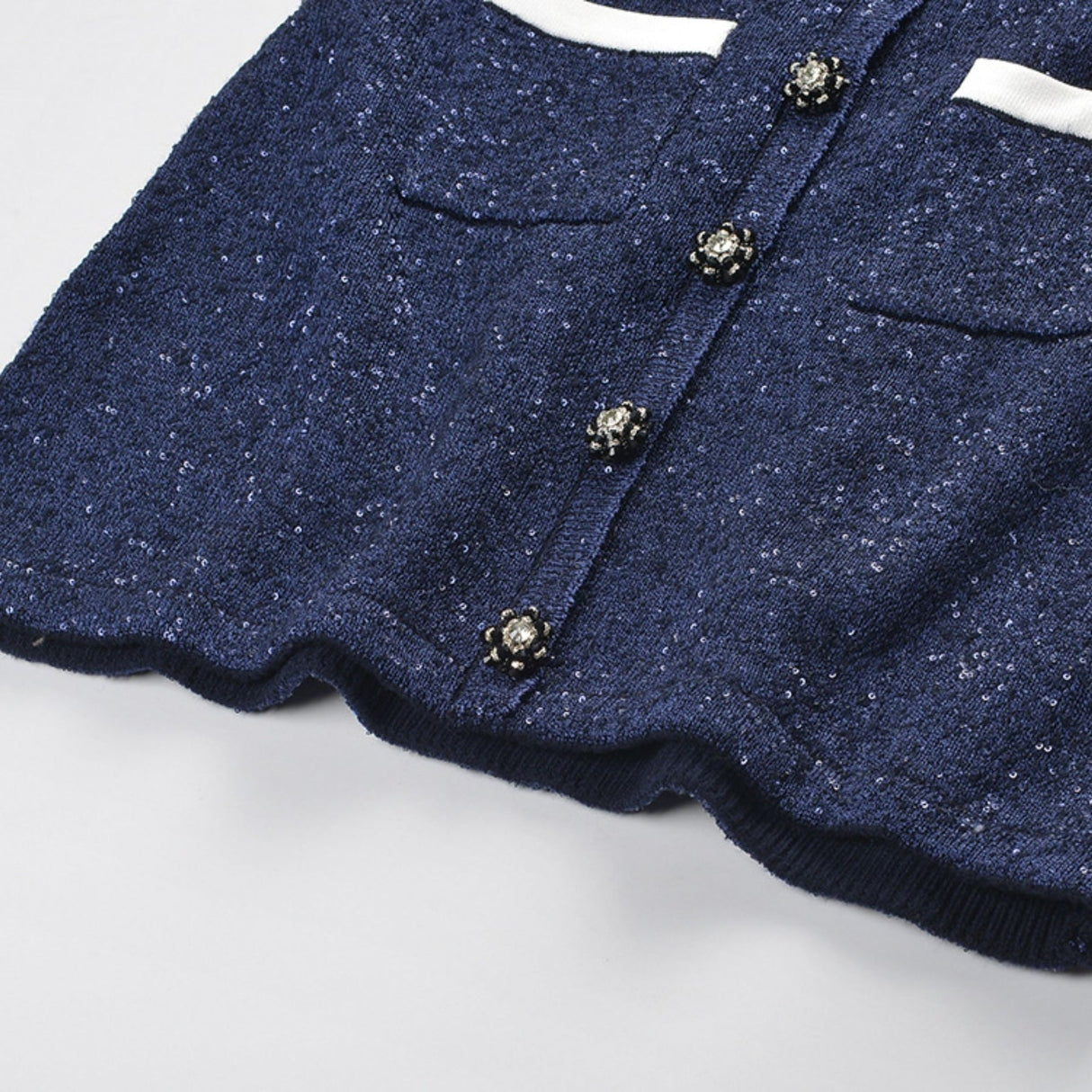 Fiorenza Jacket & Skirt - Lapels Design - Front Button Fastening - Knitted Construction - Stylish Front Button Decoration