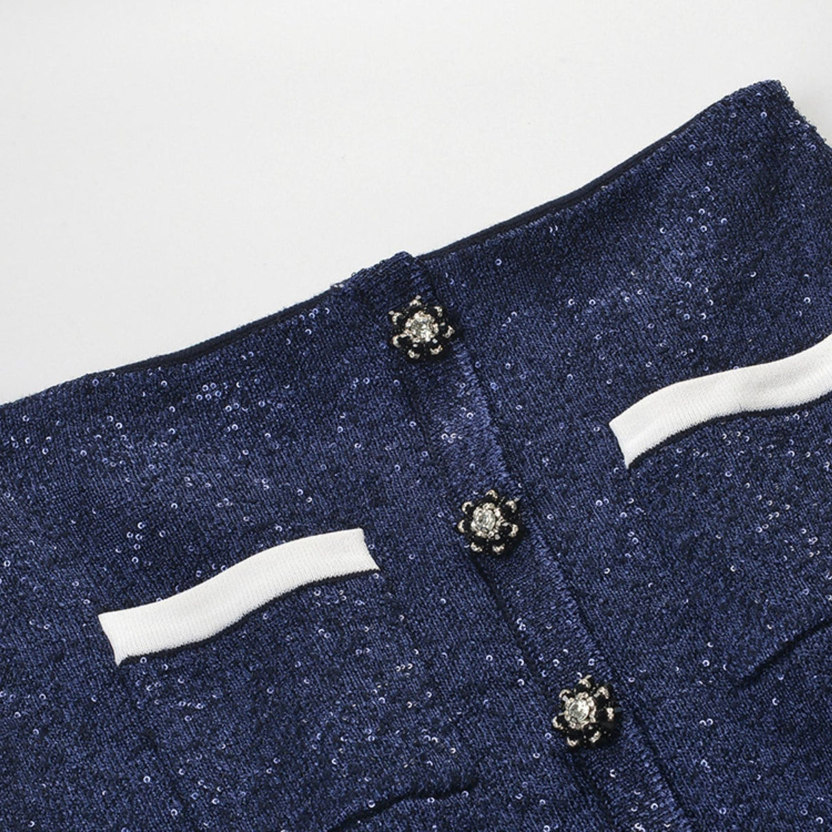 Fiorenza Jacket & Skirt - Lapels Design - Front Button Fastening - Knitted Construction - Stylish Front Button Decoration